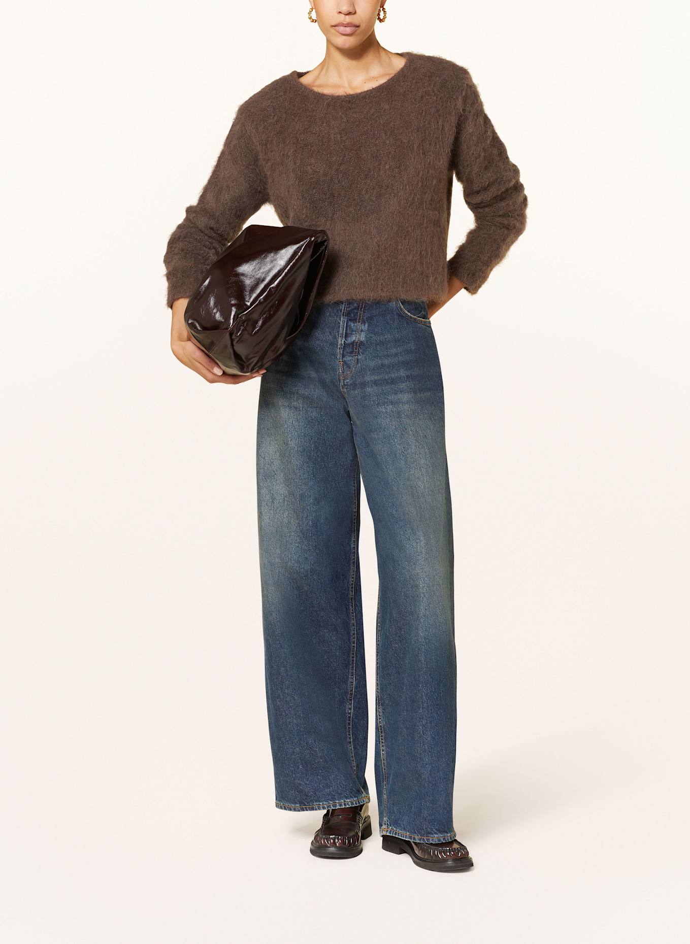 by Aylin Koenig ISABELLE alpaca sweater with cut-out: BROWN