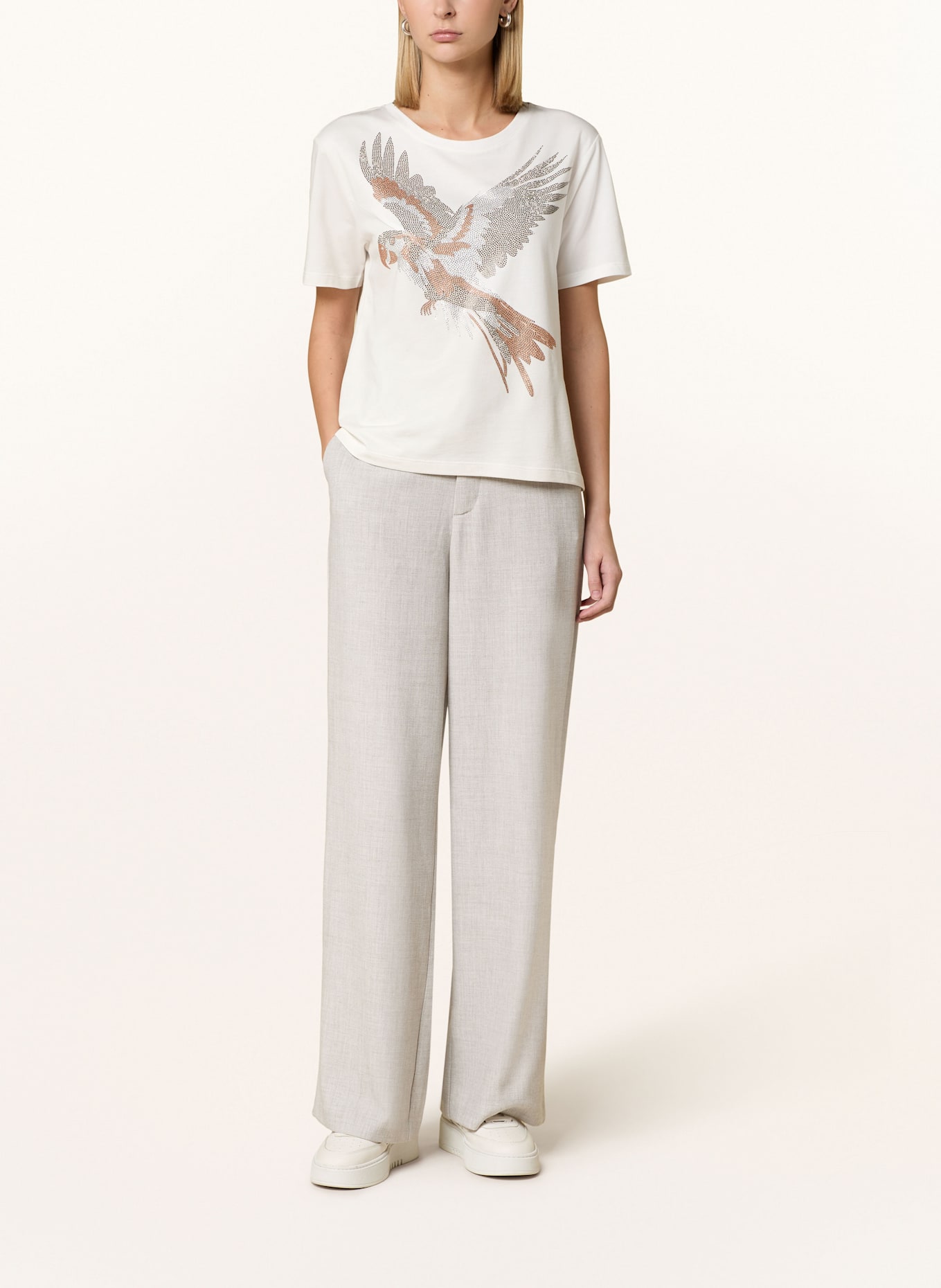 monari T-Shirt mit Schmucksteinen: ECRU
