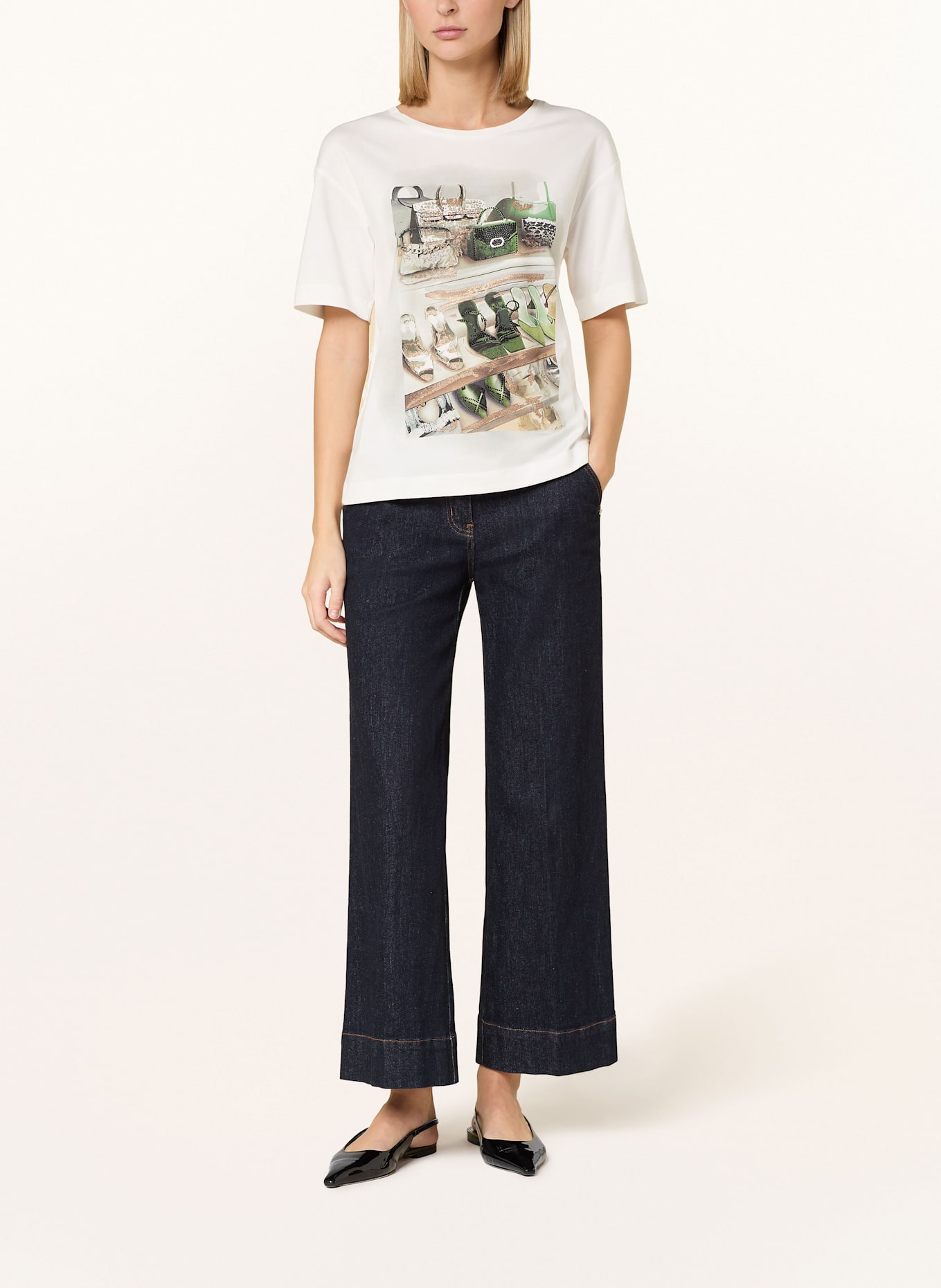 monari T-Shirt mit Schmucksteinen: WEISS