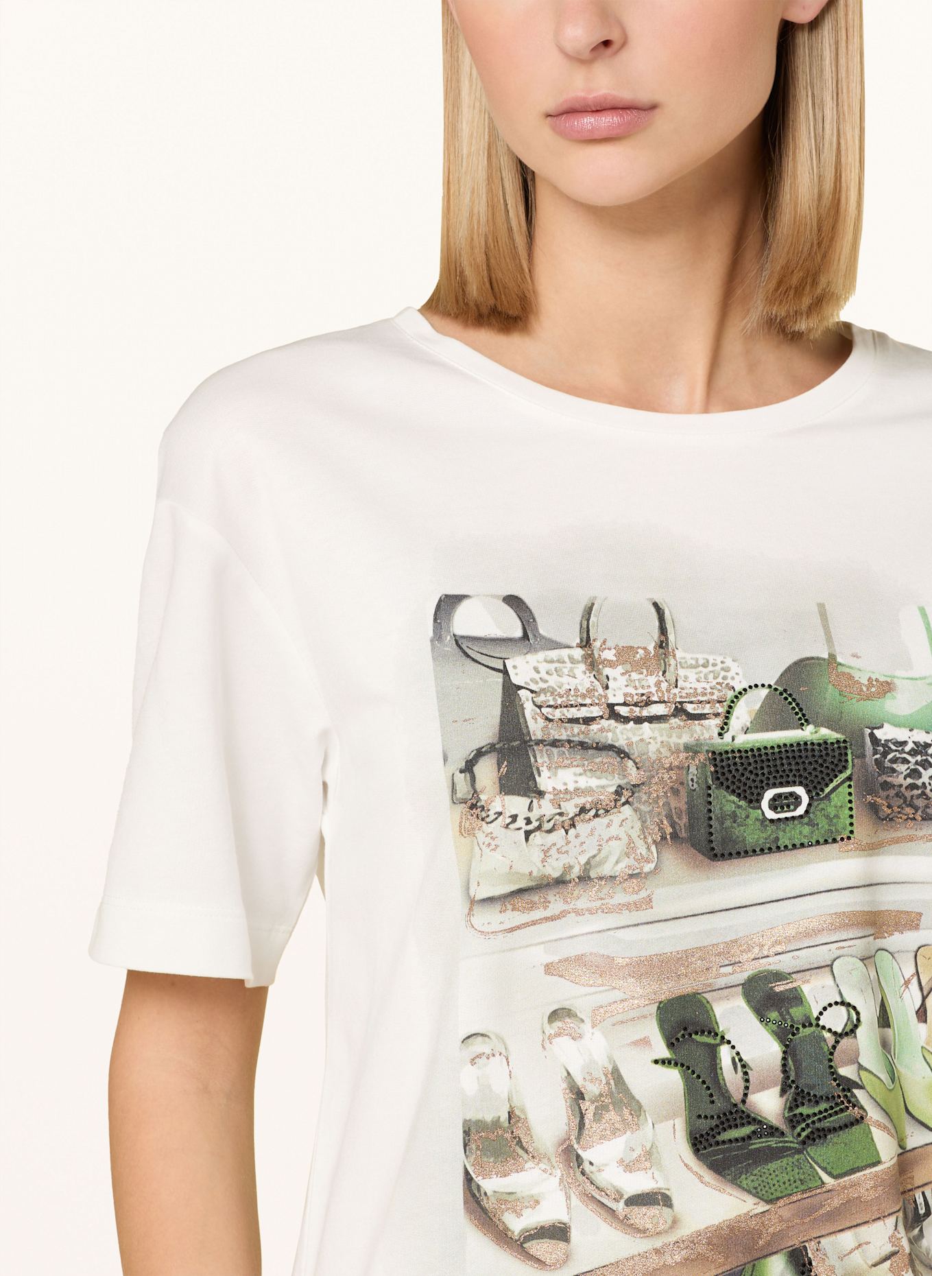 monari T-Shirt mit Schmucksteinen: WEISS