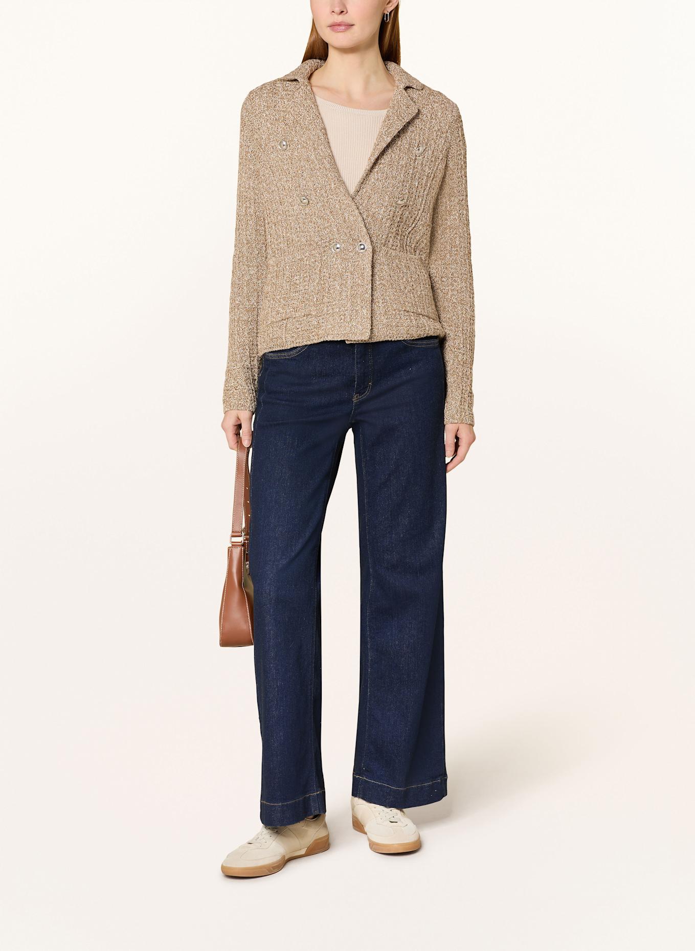 monari Strickjacke mit Glitzergarn: HELLBRAUN / ECRU / SILBER