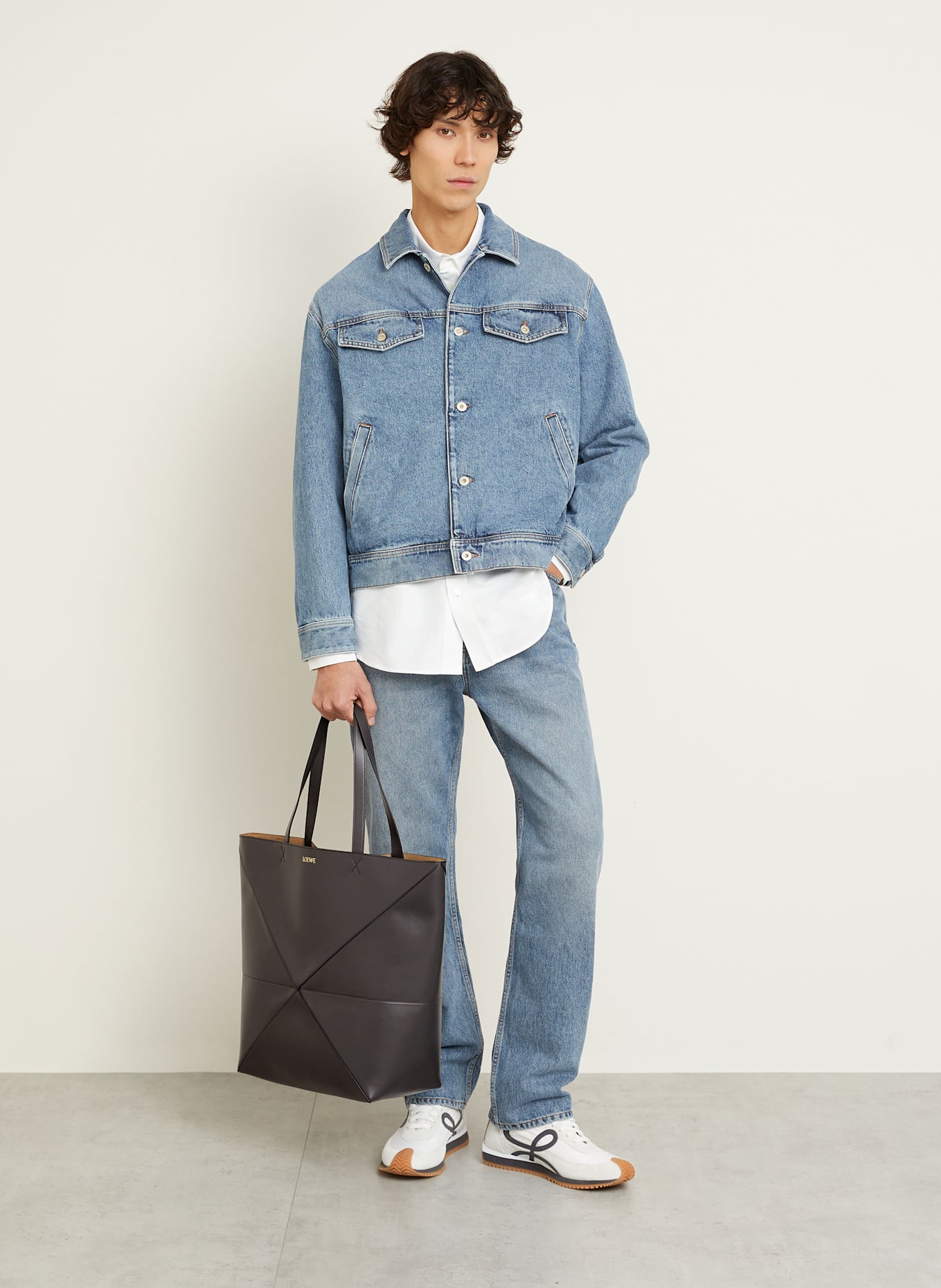 LOEWE Shopper PUZZLE FOLD TOTE LARGE: DUNKELGRAU