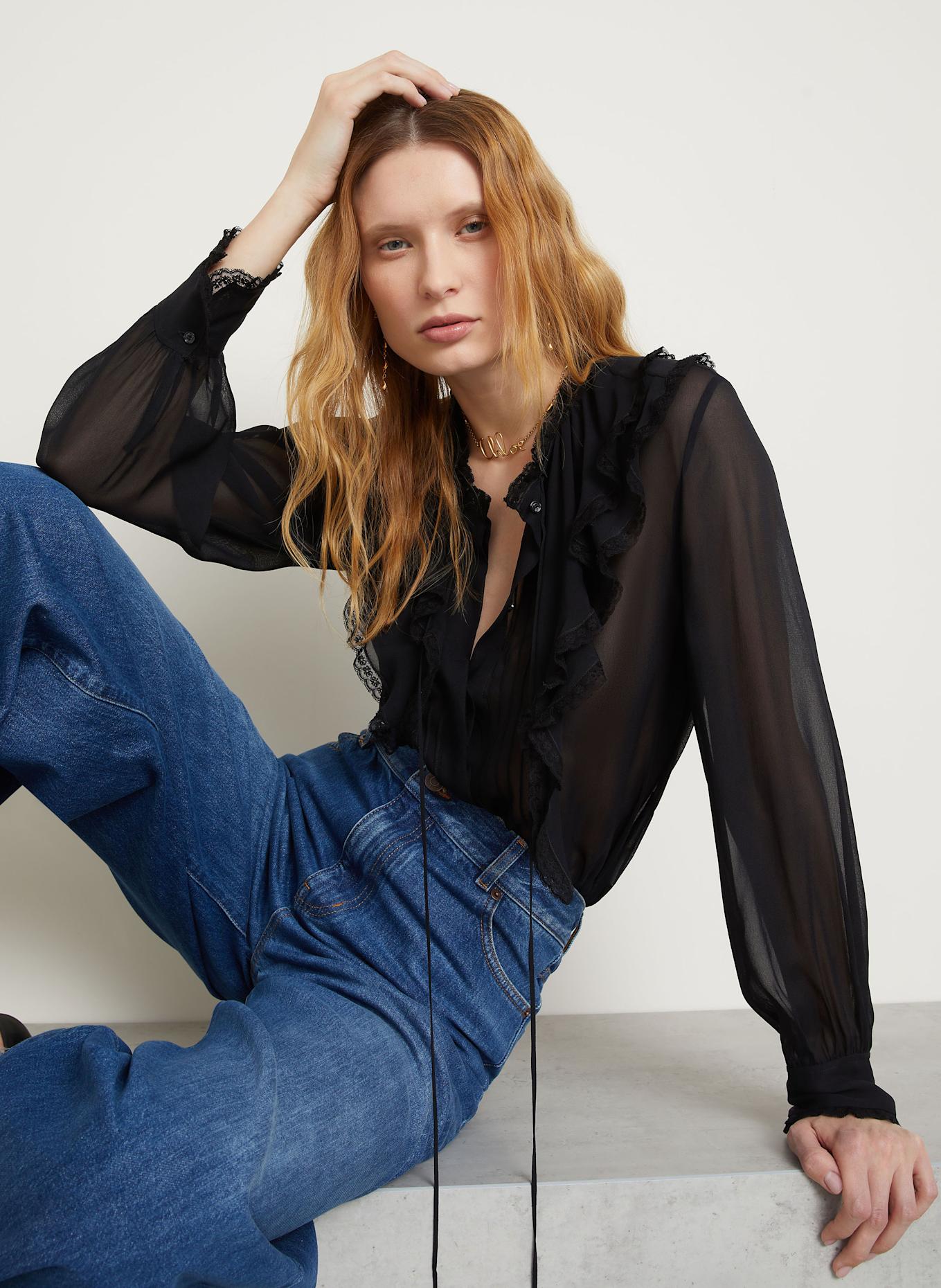 美品　Bibiy CHLOE FRILL TOP ブラック Bibiy CHLOE FRILL TOP
