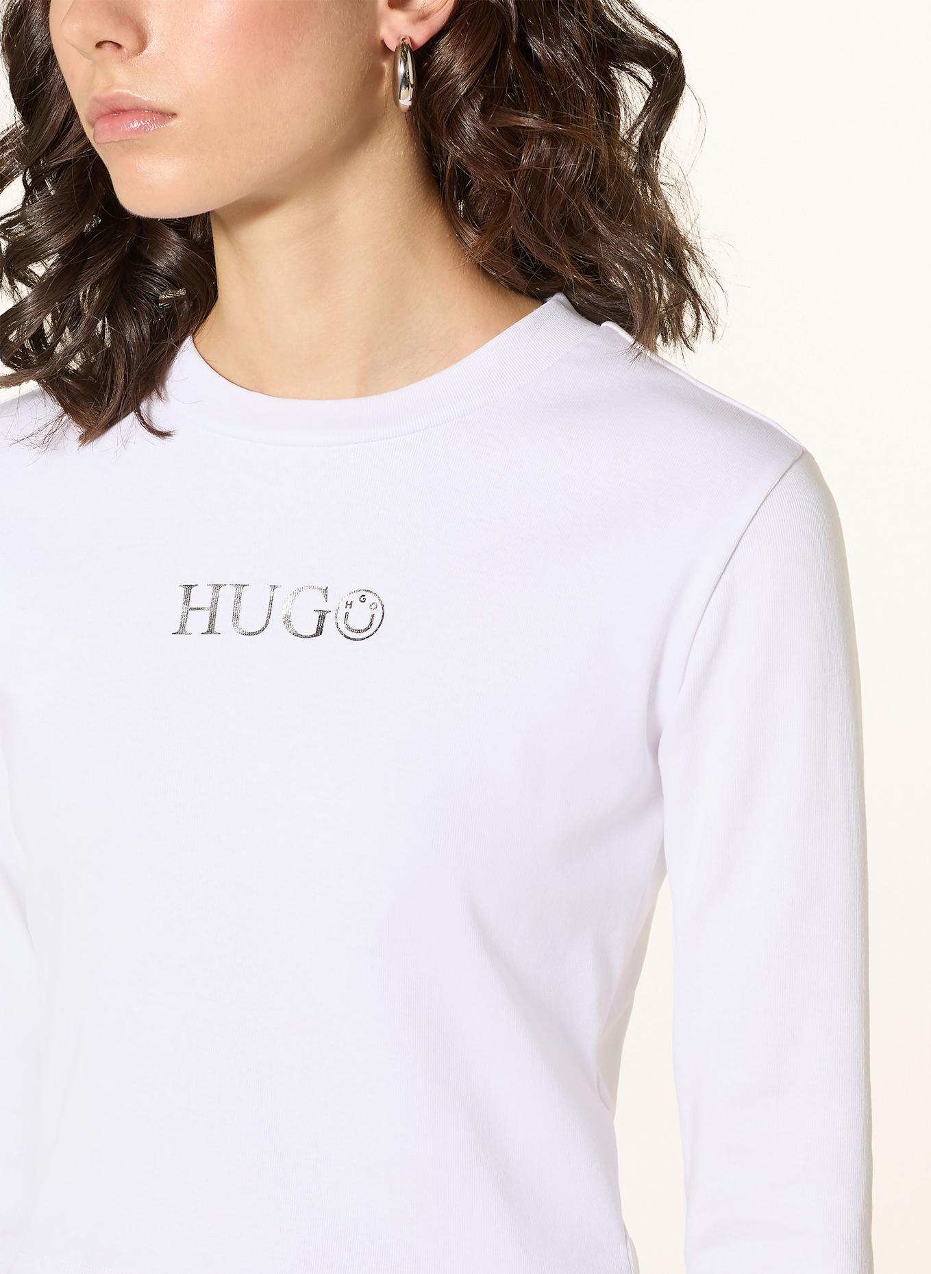 HUGO BLUE Tričko s dlouhým rukávem DELLA: BÍLÁ