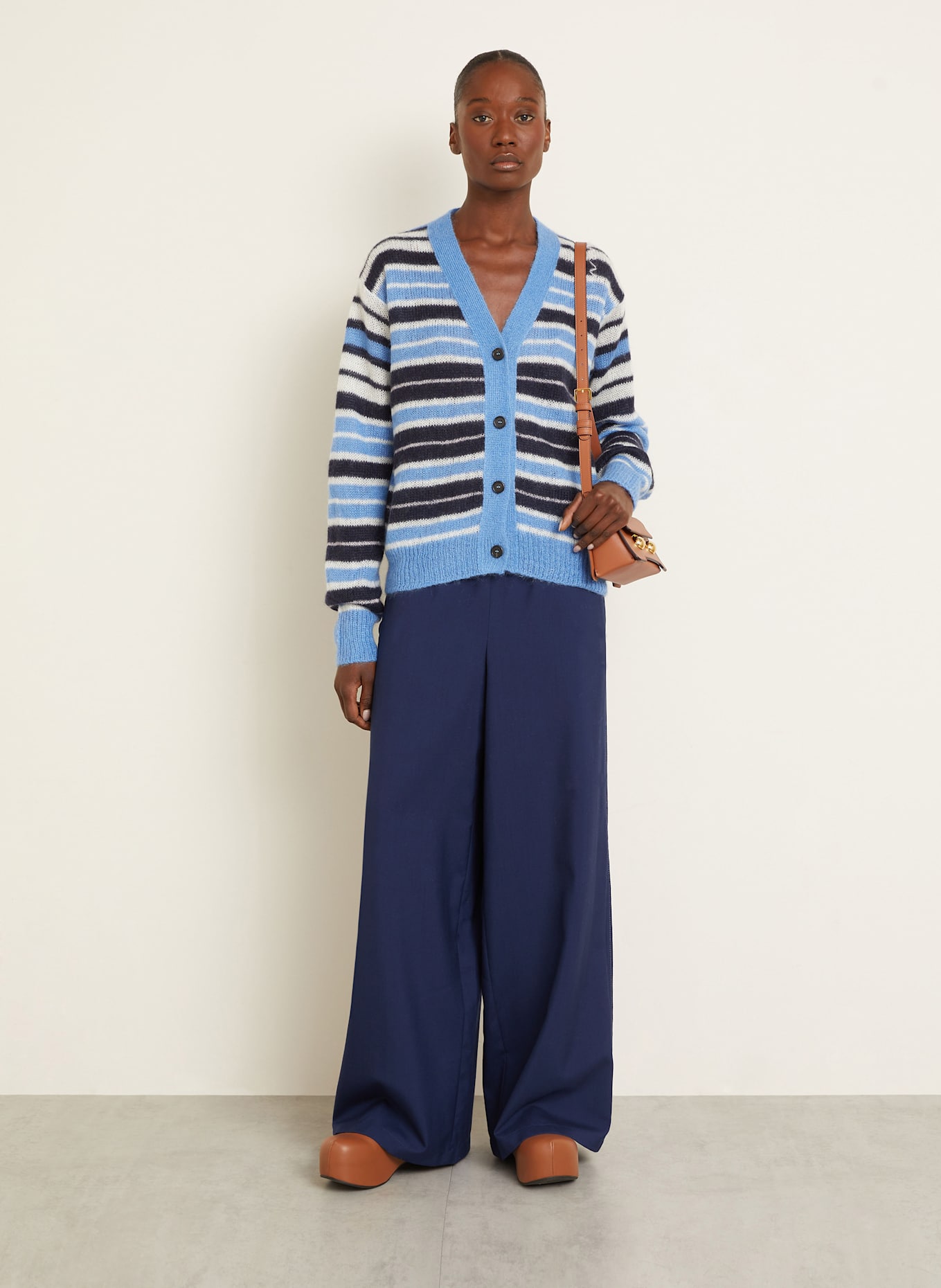 MARNI Cardigan: LIGHT BLUE / BLACK / WHITE