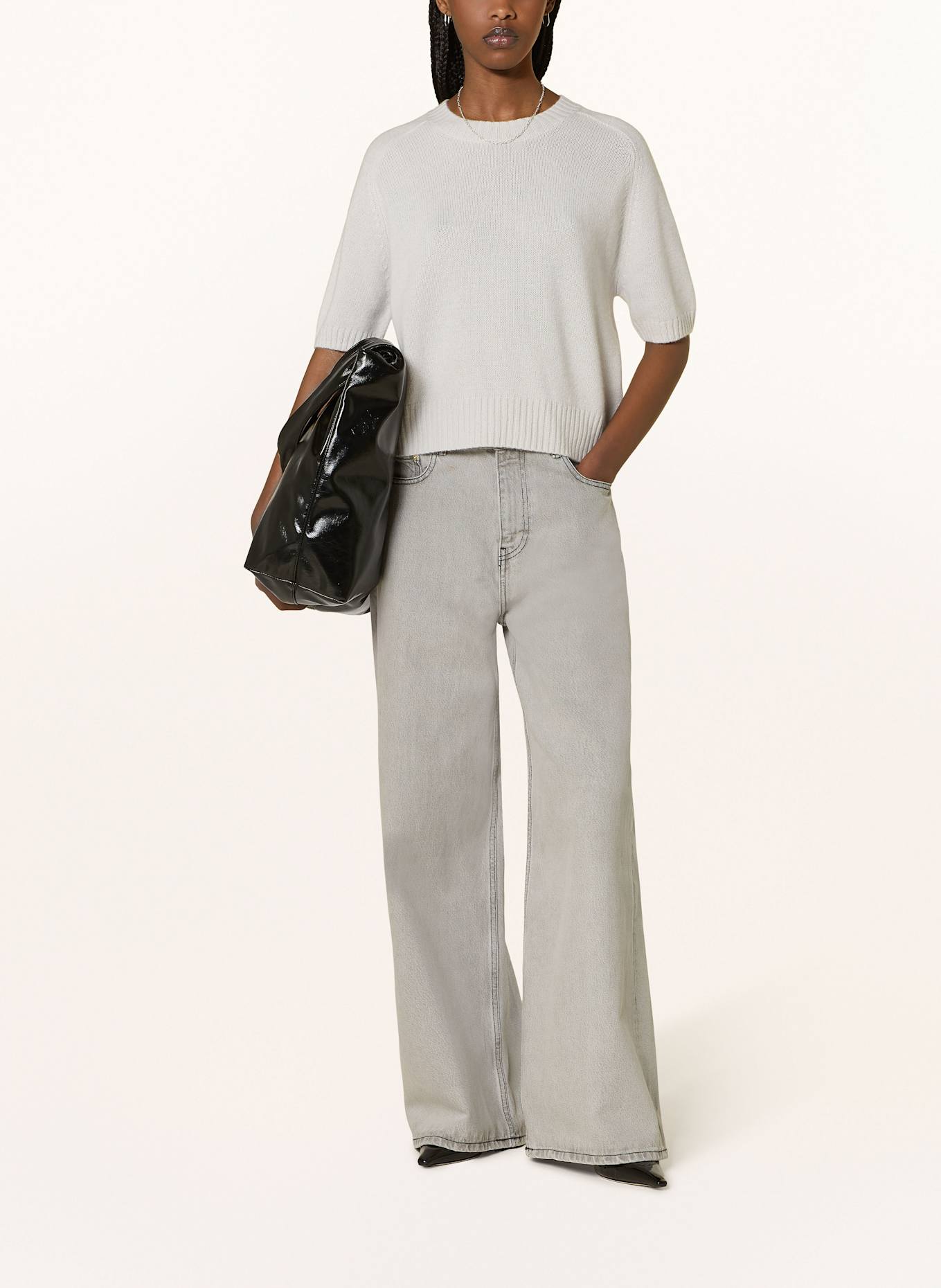 ALLUDE Cashmere-Pullover mit 3/4-Arm: HELLGRAU