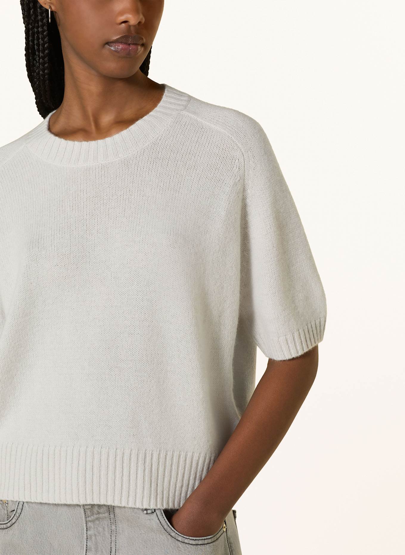 ALLUDE Cashmere-Pullover mit 3/4-Arm: HELLGRAU