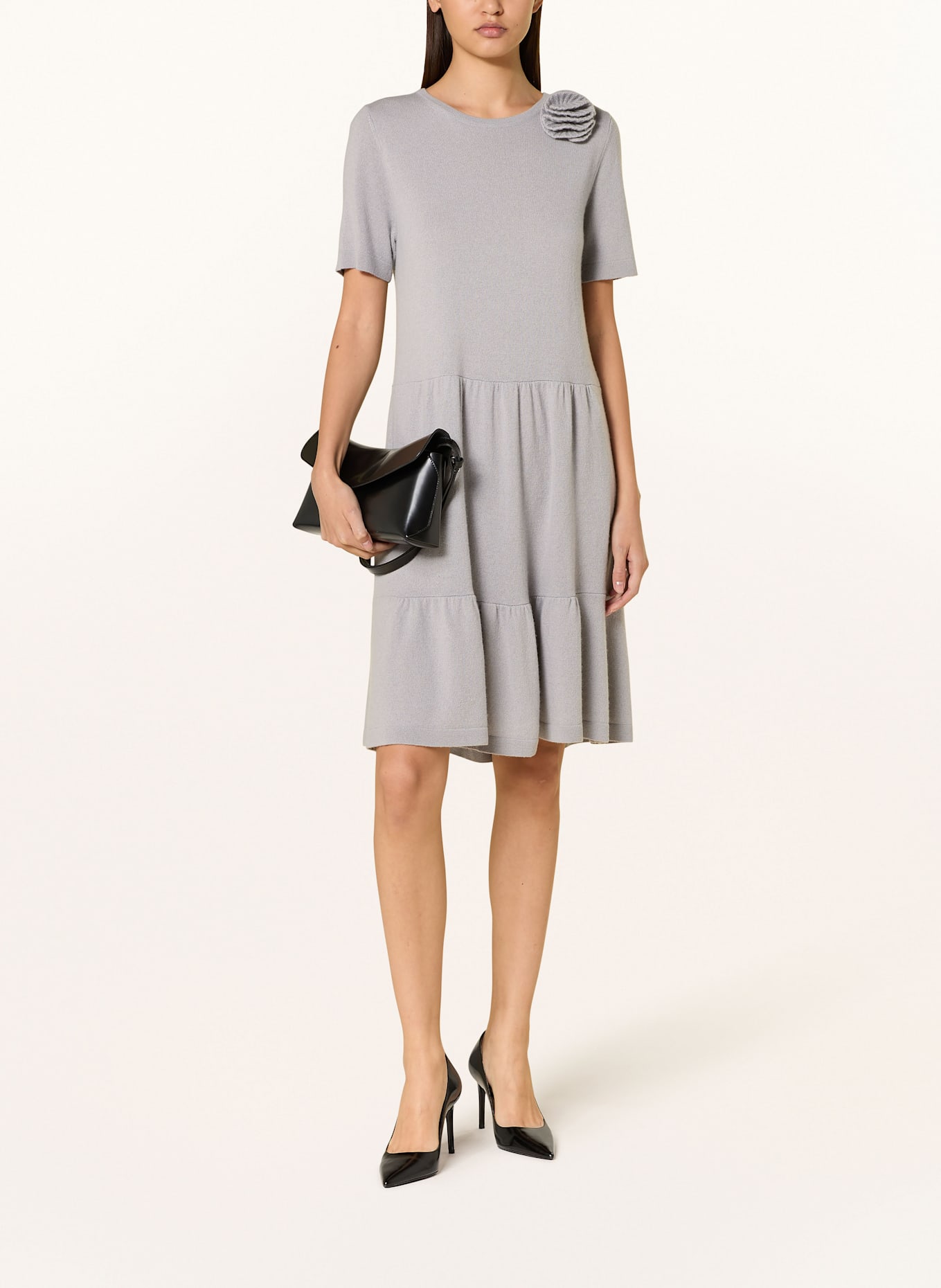 ALLUDE Strickkleid mit Cashmere: HELLGRAU