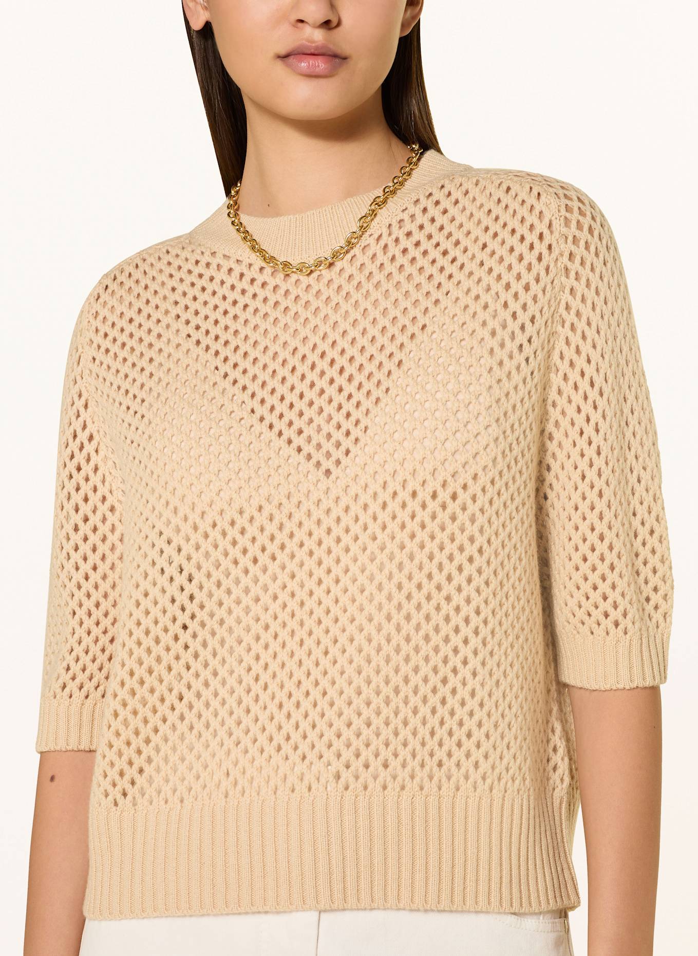 ALLUDE Dzianinowa koszulka z kaszmiru: BEŻOWY