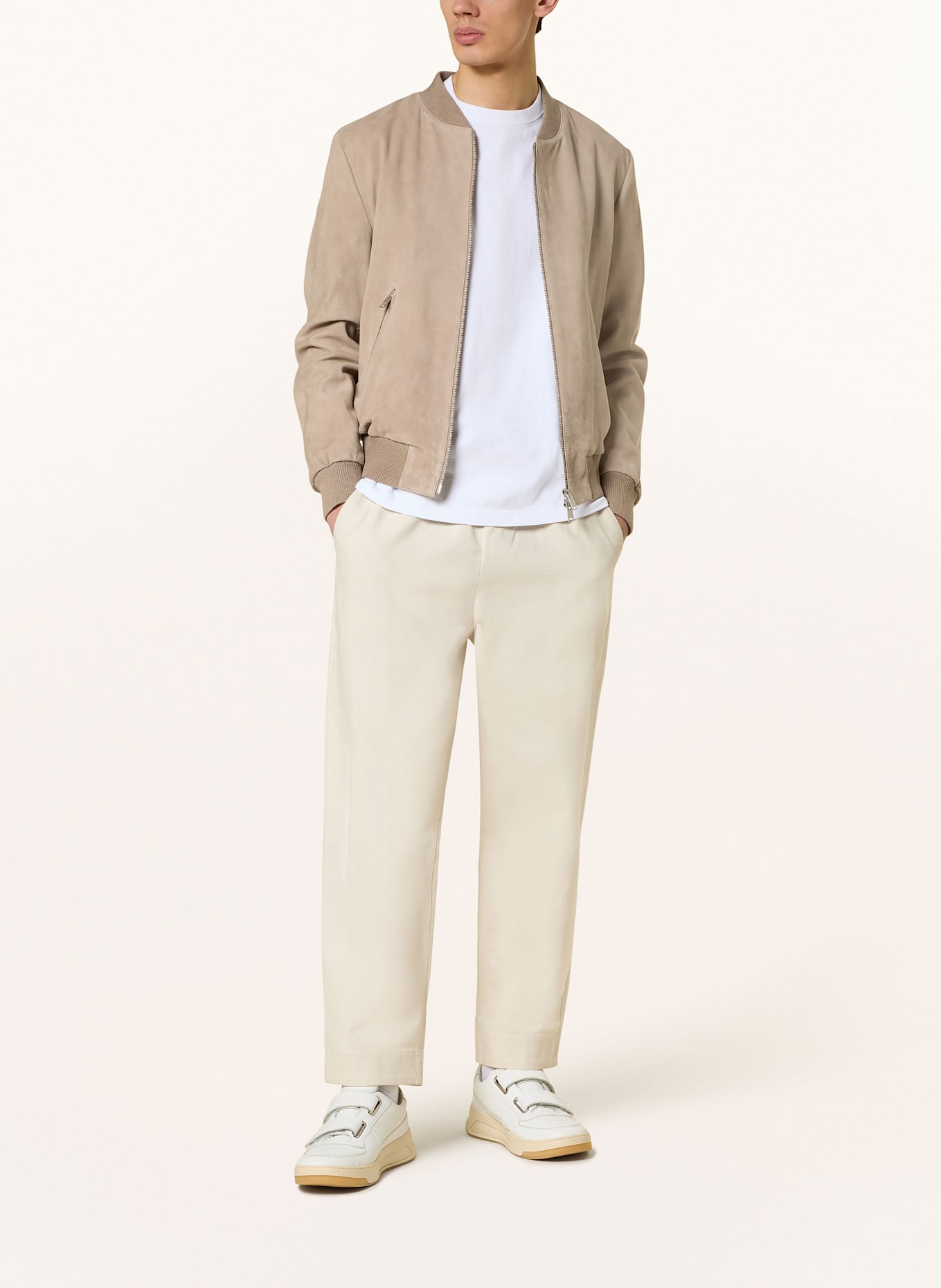 ARMA Leather bomber jacket signature DIDIER: BEIGE