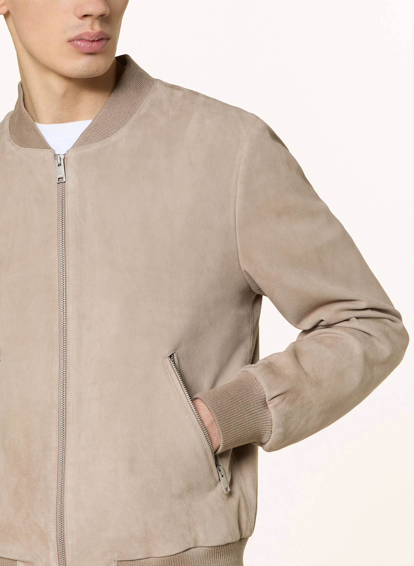 ARMA Leather bomber jacket signature DIDIER: BEIGE
