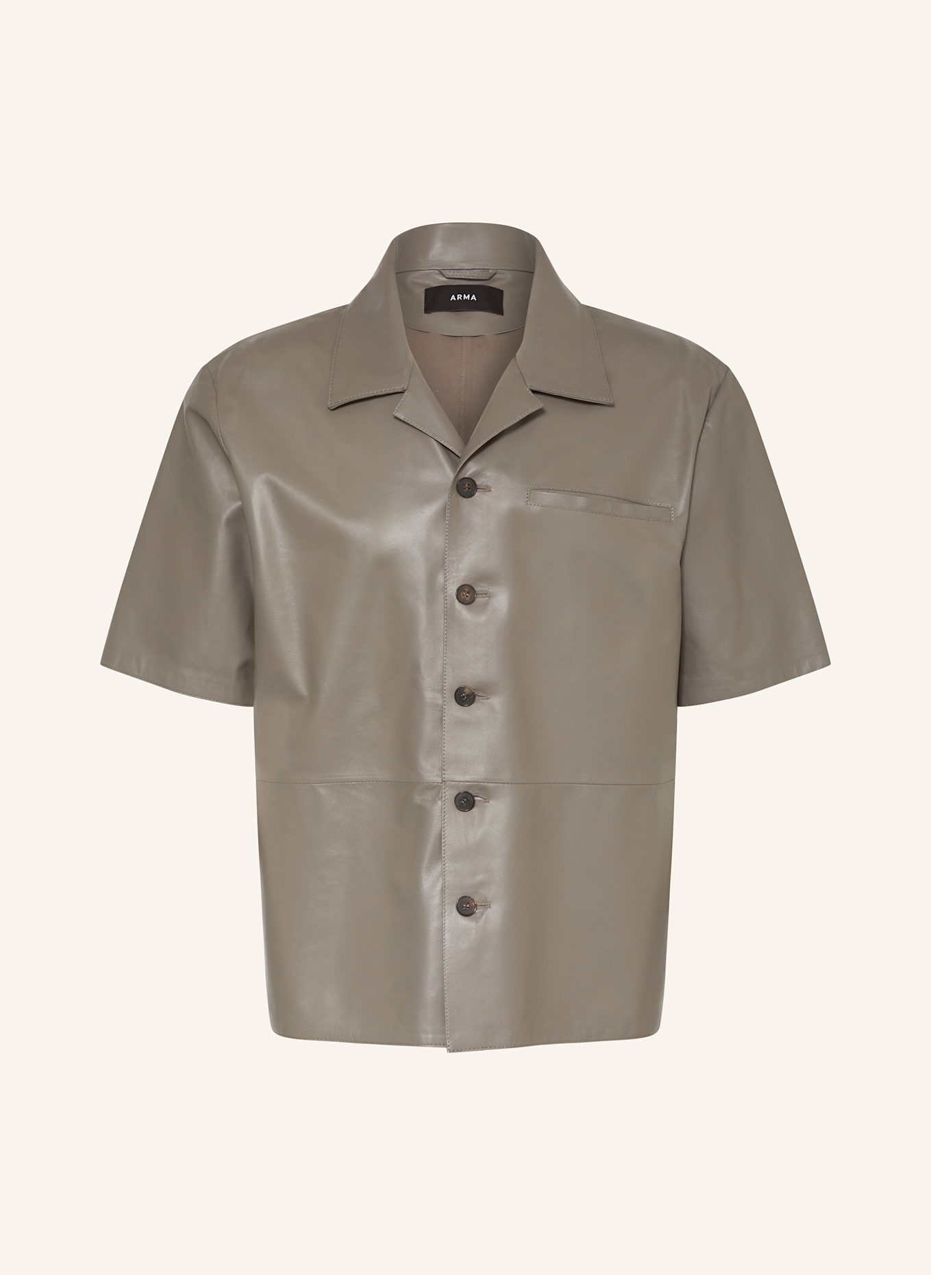 ARMA Resorthemd CAVE Comfort Fit aus Leder: TAUPE