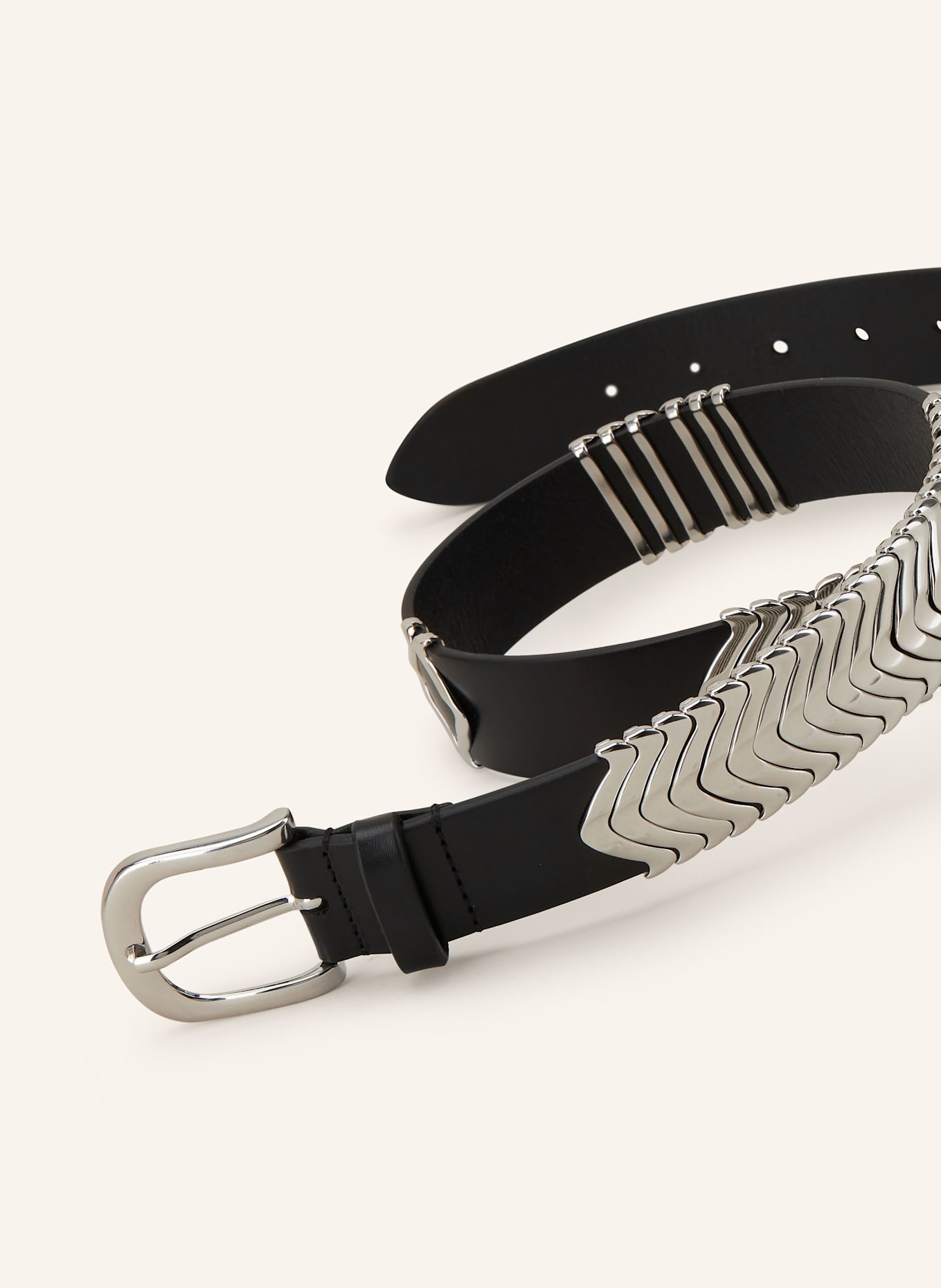 ISABEL MARANT Leather belt TEHORAH: BLACK / SILVER