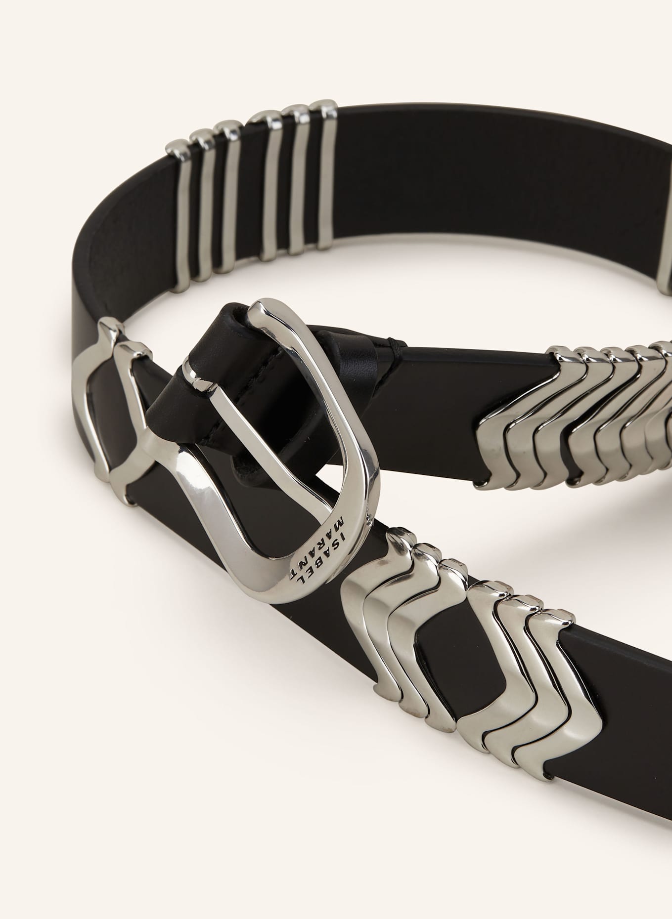 ISABEL MARANT Leather belt TEHORAH: BLACK / SILVER