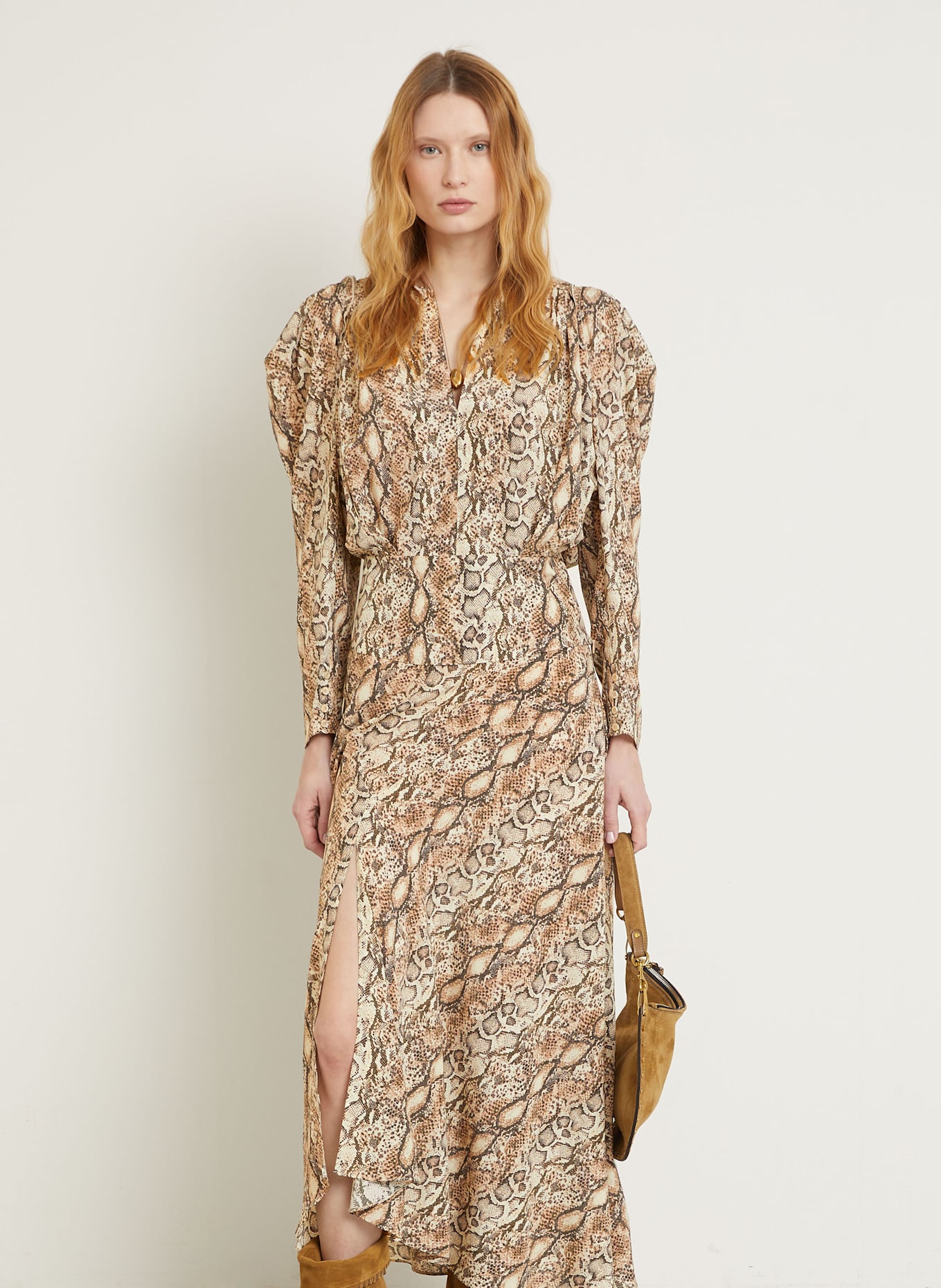 ISABEL MARANT Blusenshirt ZARGA aus Seide: BEIGE/ DUNKELBRAUN/ BRAUN