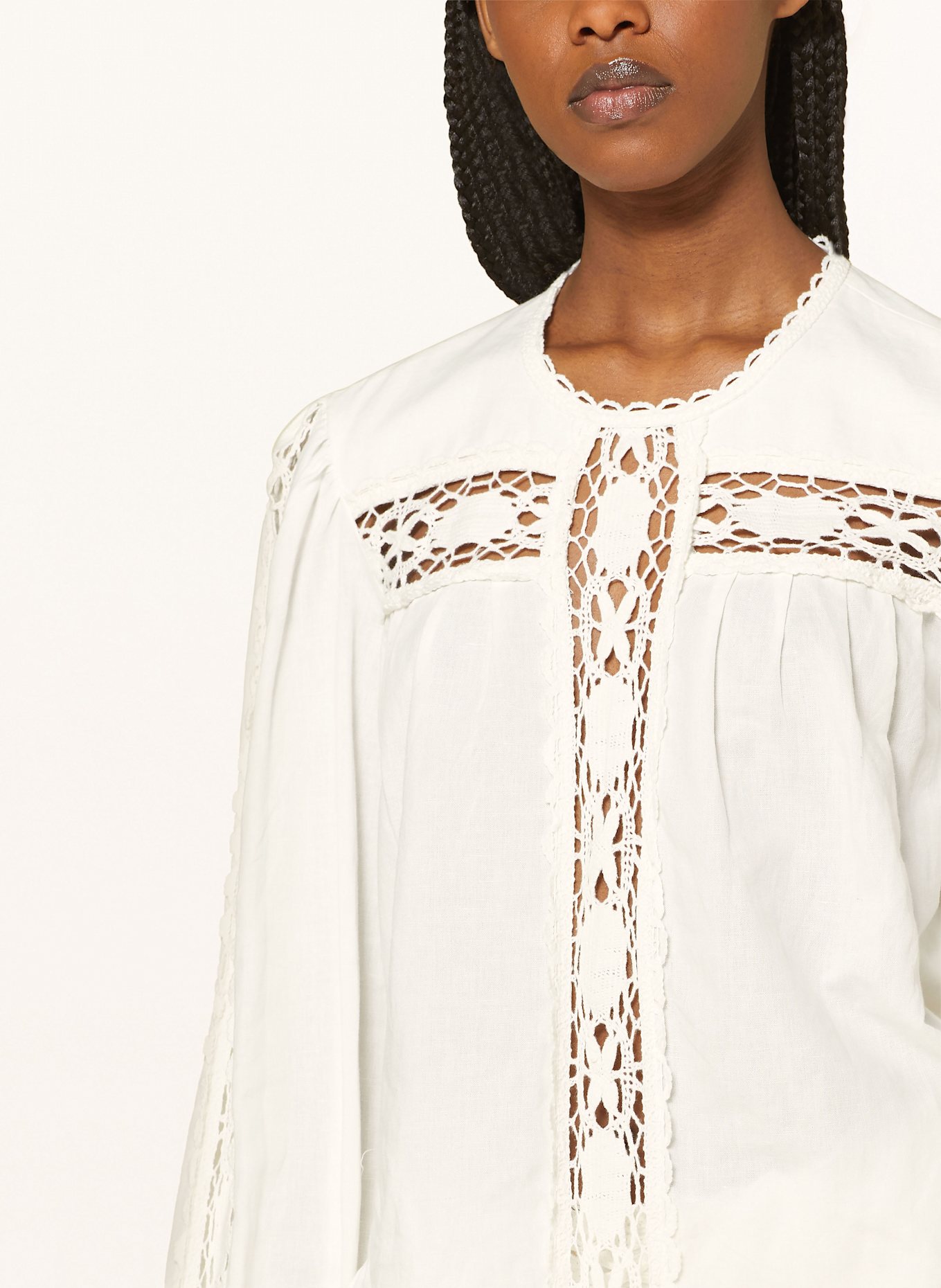 MARANT ÉTOILE Blusenshirt VALMIRA mit Leinen und Spitze: ECRU