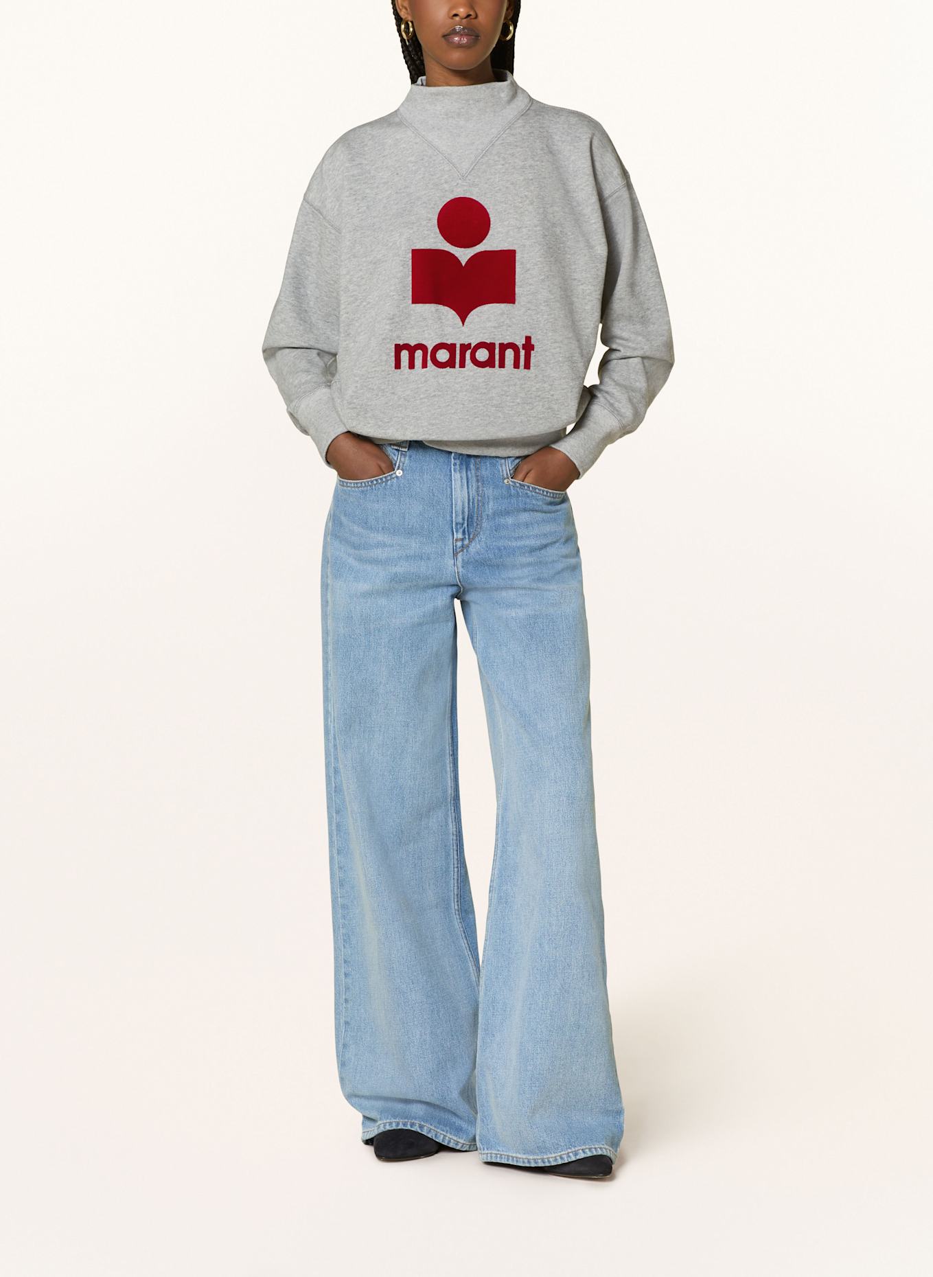 MARANT ÉTOILE Mikina MOBY: SVĚTLE ŠEDÁ / TMAVĚ ČERVENÁ