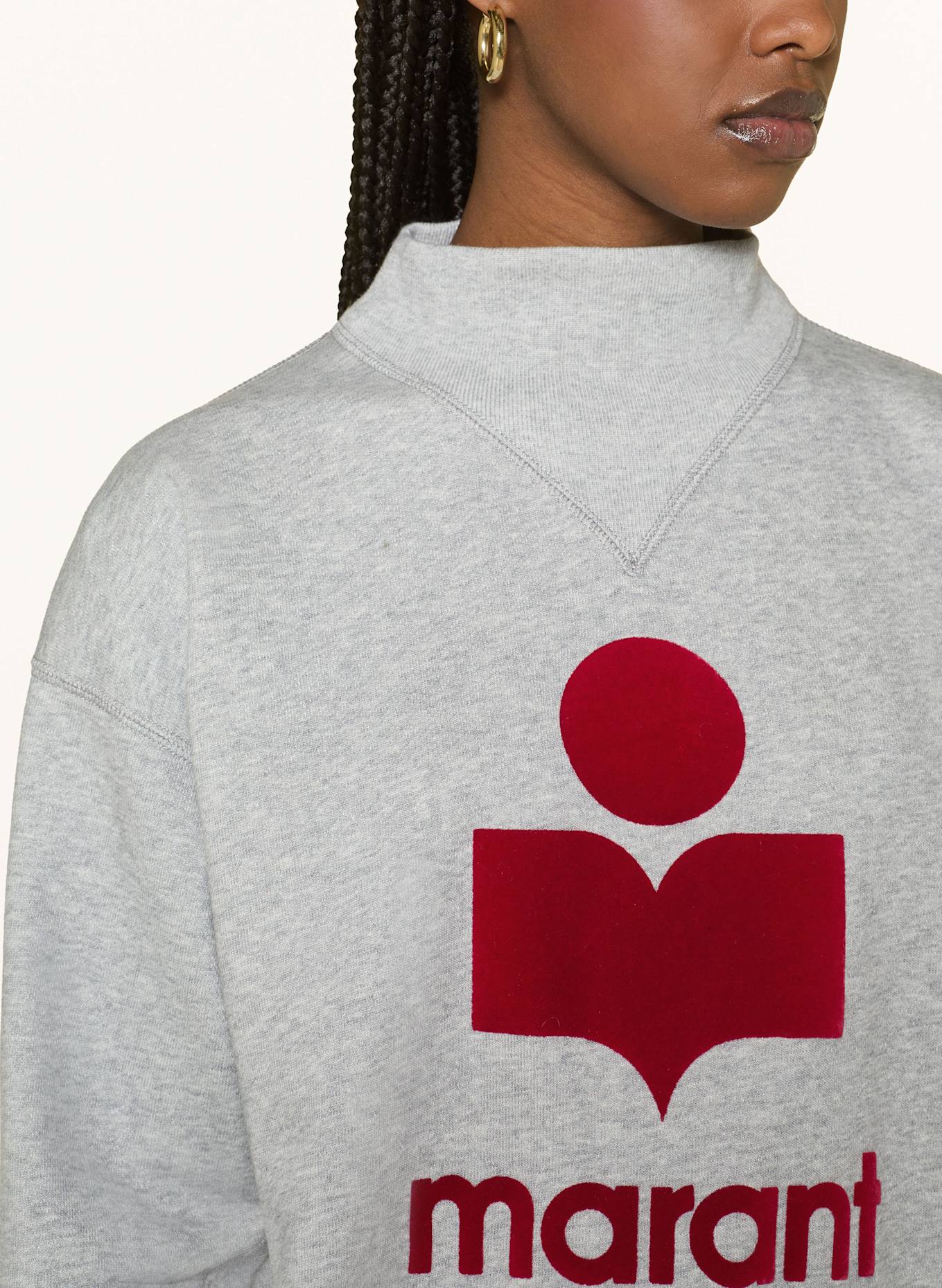 MARANT ÉTOILE Mikina MOBY: SVĚTLE ŠEDÁ / TMAVĚ ČERVENÁ