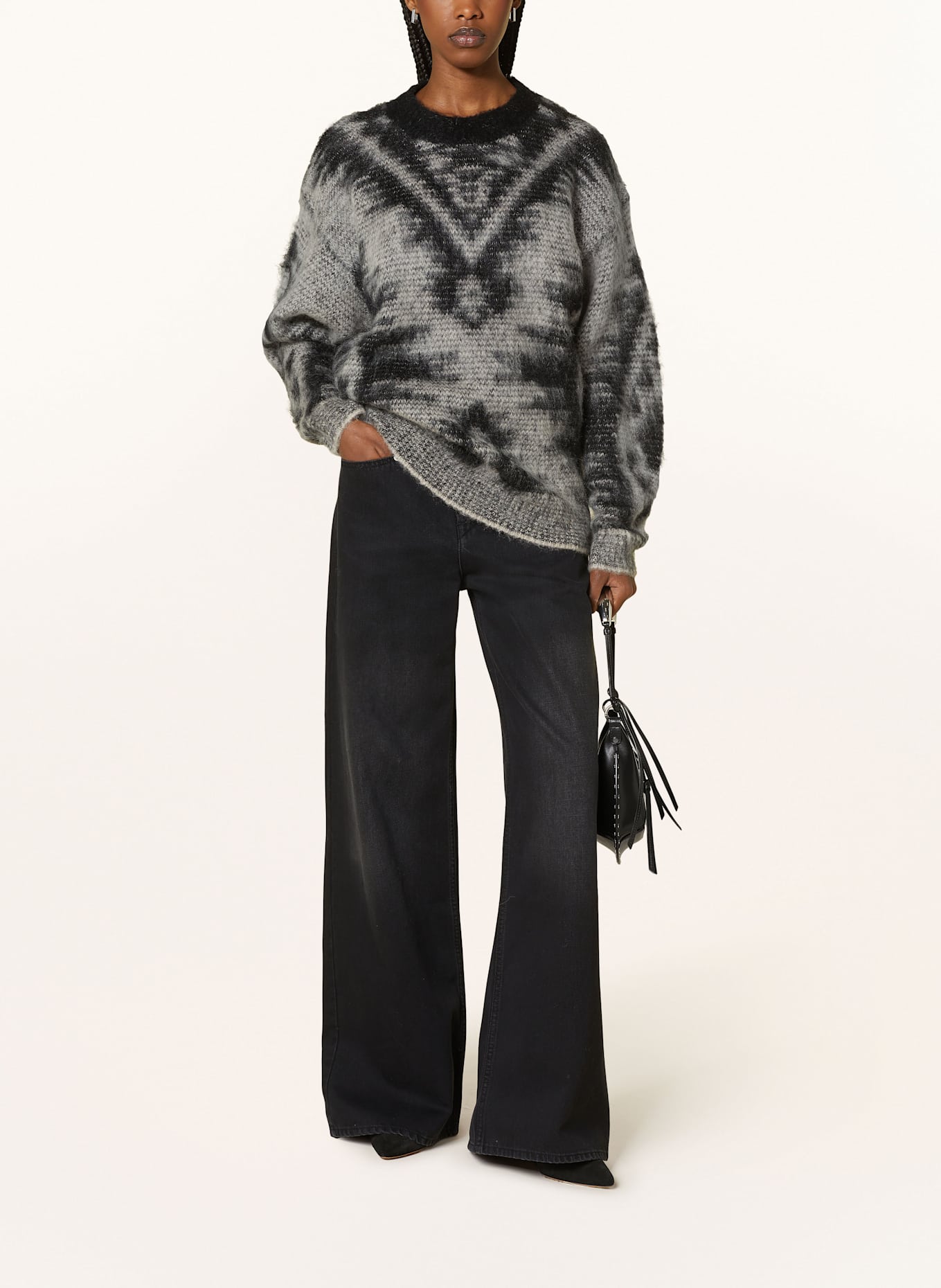 MARANT ÉTOILE Pullover FABIA mit Mohair: SCHWARZ / HELLGRAU