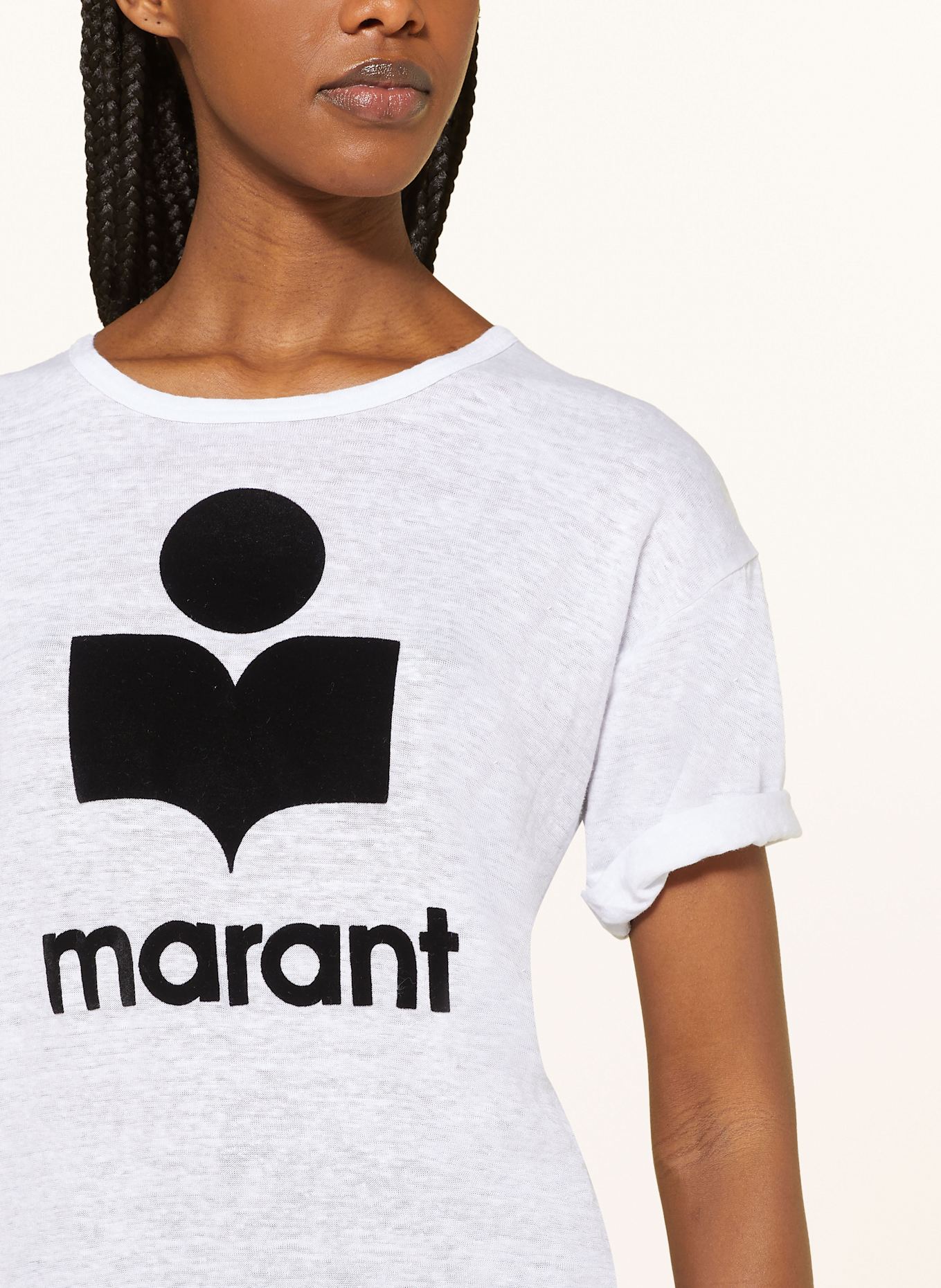 MARANT ÉTOILE T-Shirt KOLDI aus Leinen: WEISS