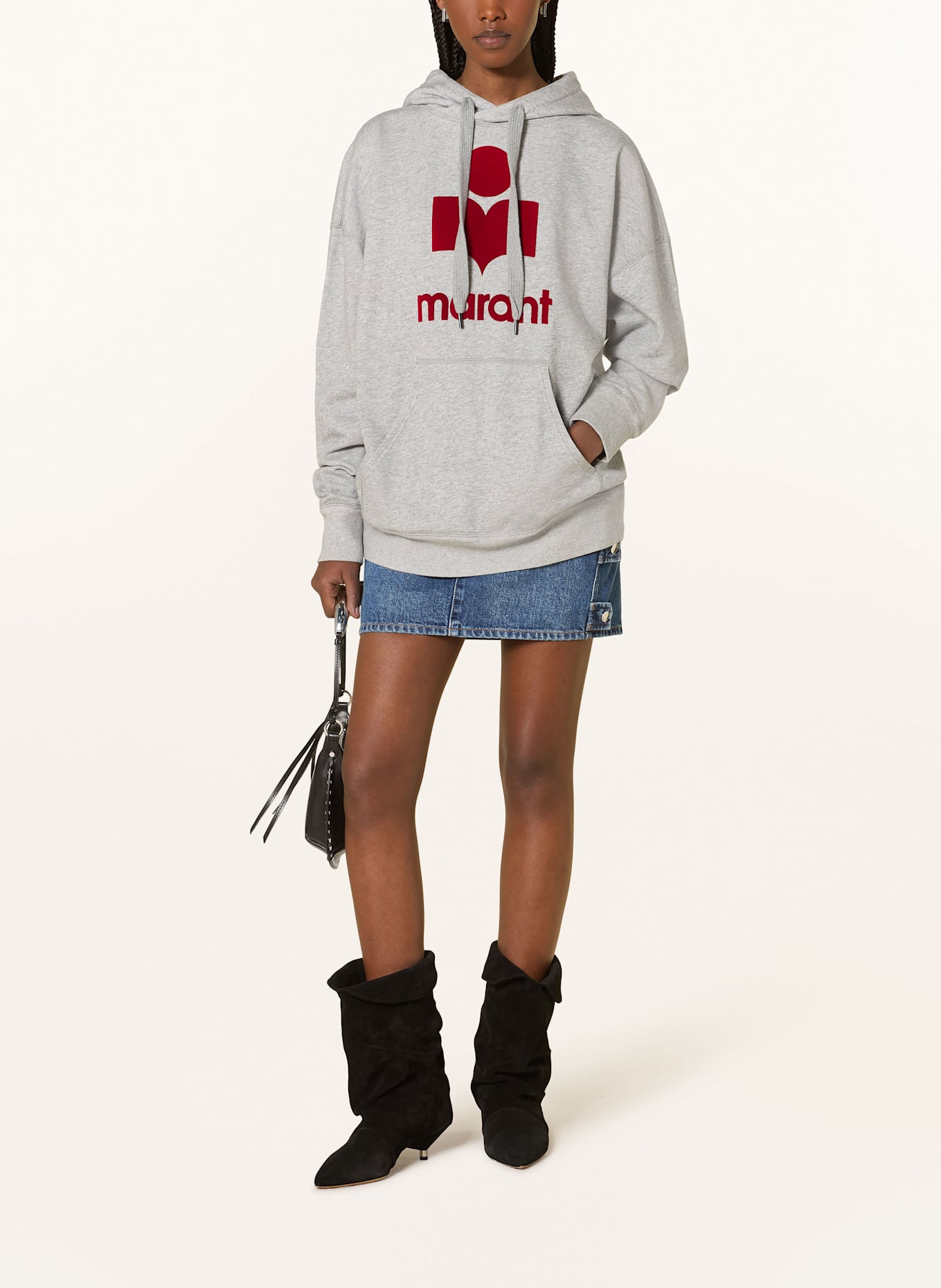 MARANT ÉTOILE Hoodie MANSEL: HELLGRAU / DUNKELROT