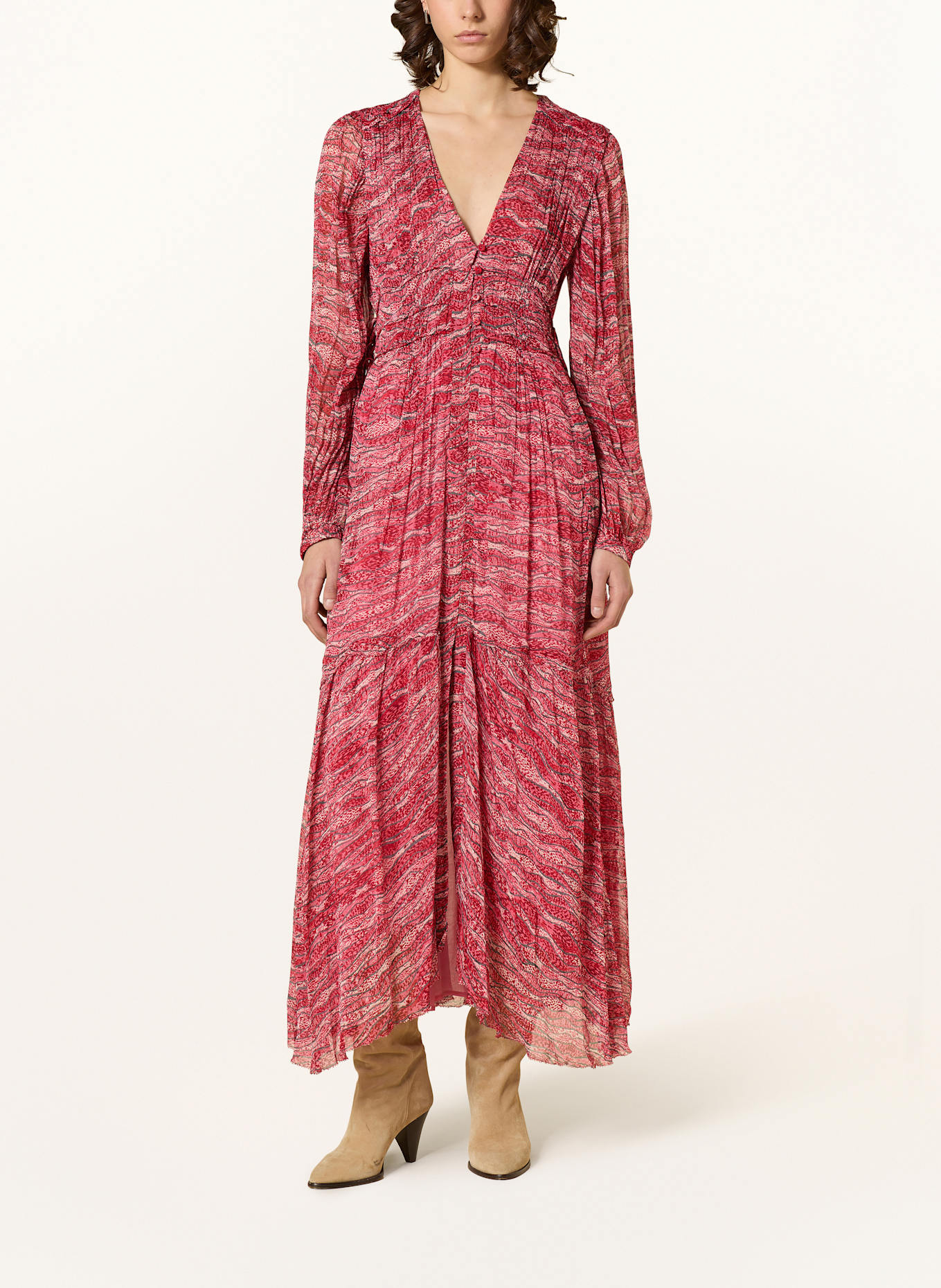 MARANT ÉTOILE Kleid AMARA: ROT / DUNKELGRAU / WEISS