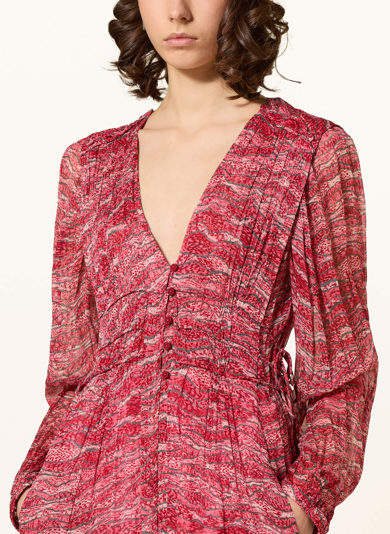 MARANT ÉTOILE Kleid AMARA: ROT / DUNKELGRAU / WEISS