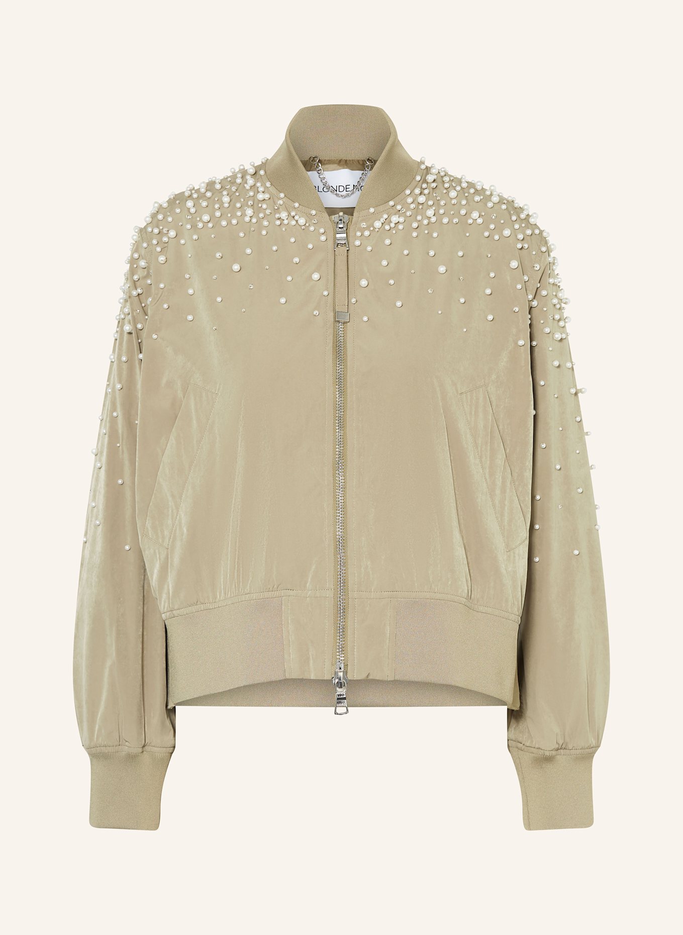 BLONDE No.8 Blouson SUSAN mit Schmuckperlen: GRÜN