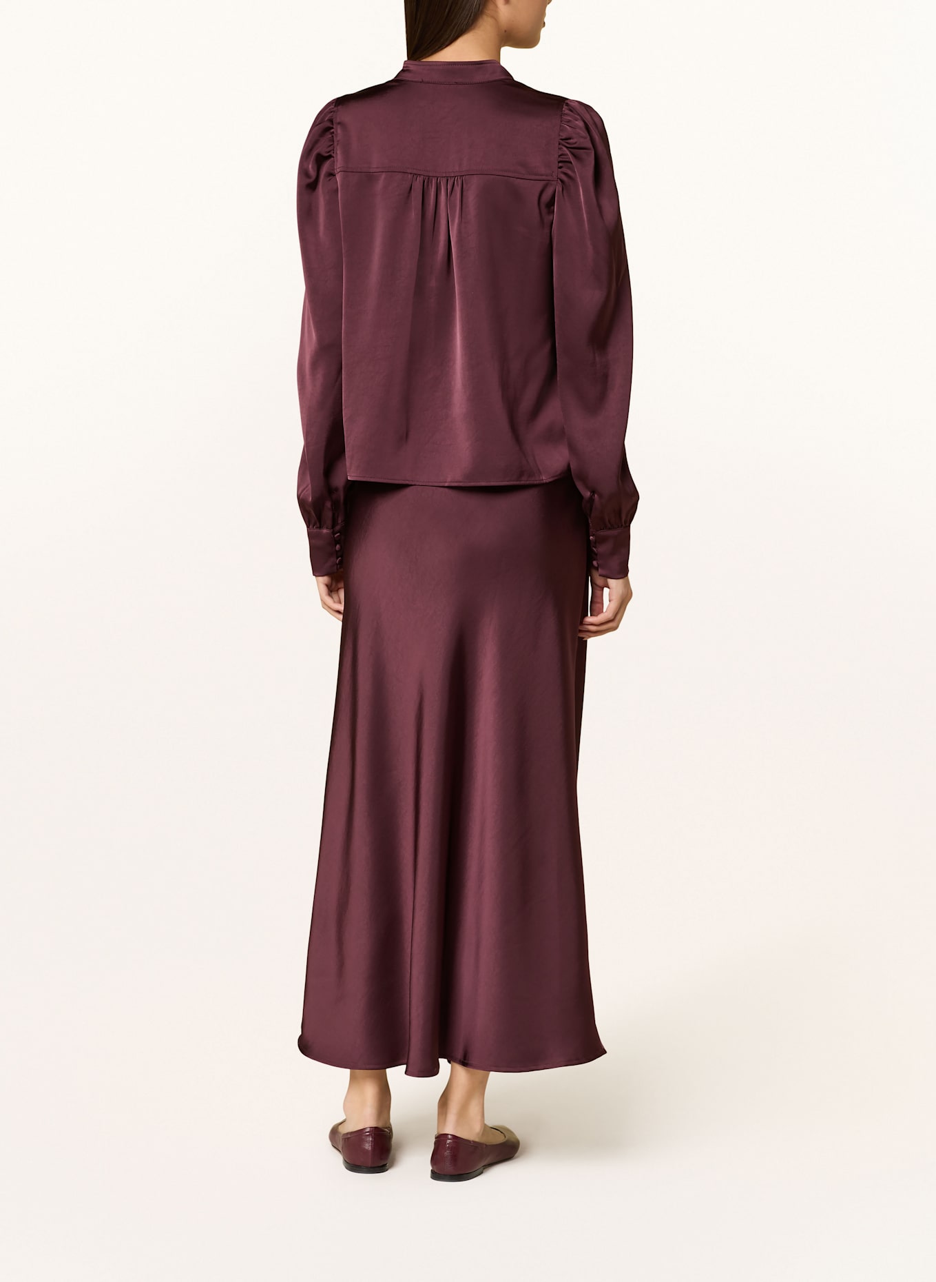NEO NOIR ROSSLYN blouse shirt in satin: DARK RED