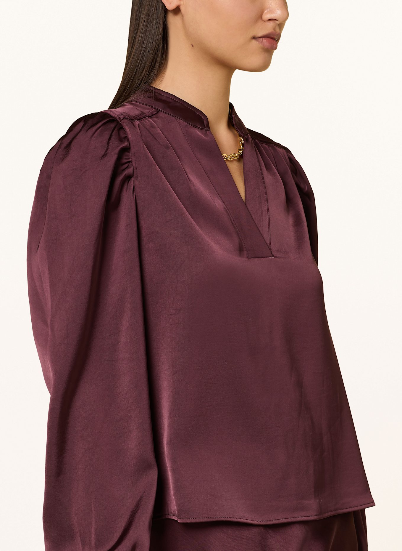 NEO NOIR ROSSLYN blouse shirt in satin: DARK RED