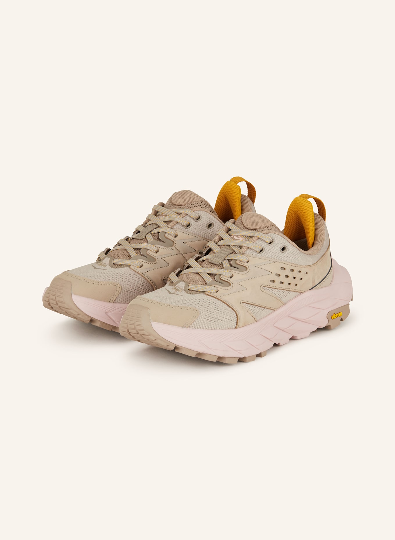 HOKA ANACAPA 2 LOW hiking shoes: BEIGE / LIGHT PINK