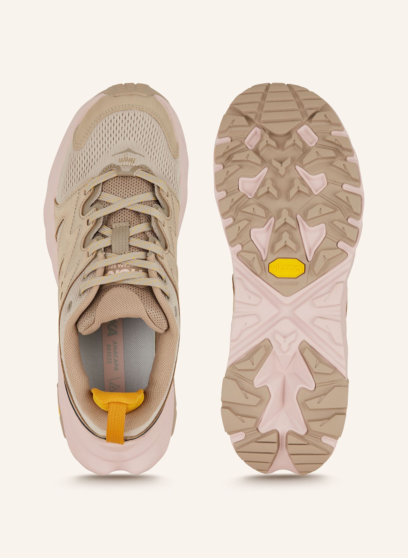 HOKA ANACAPA 2 LOW hiking shoes: BEIGE / LIGHT PINK