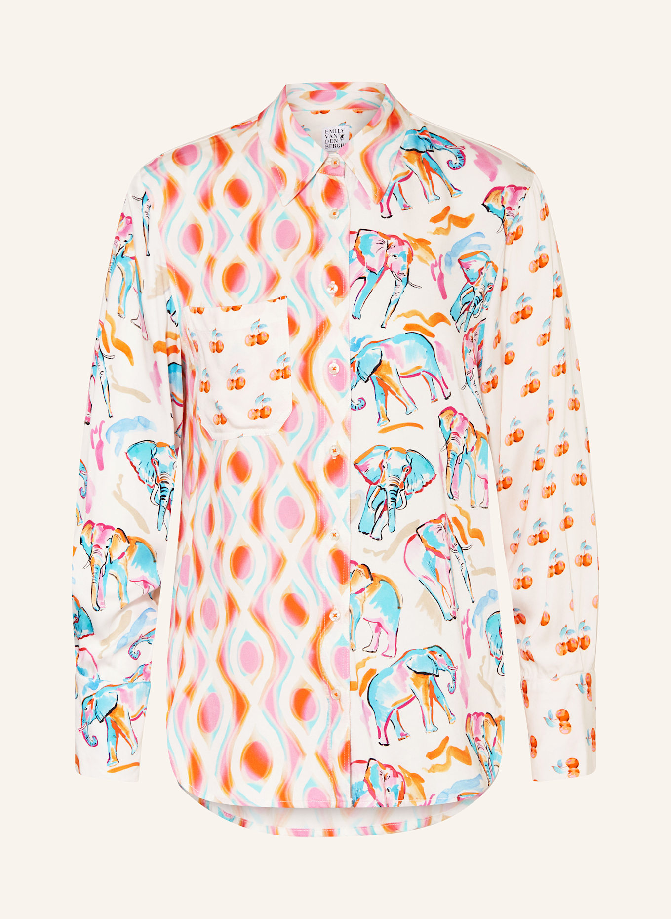 Emily VAN DEN BERGH Hemdbluse: WEISS / ORANGE / ROSA