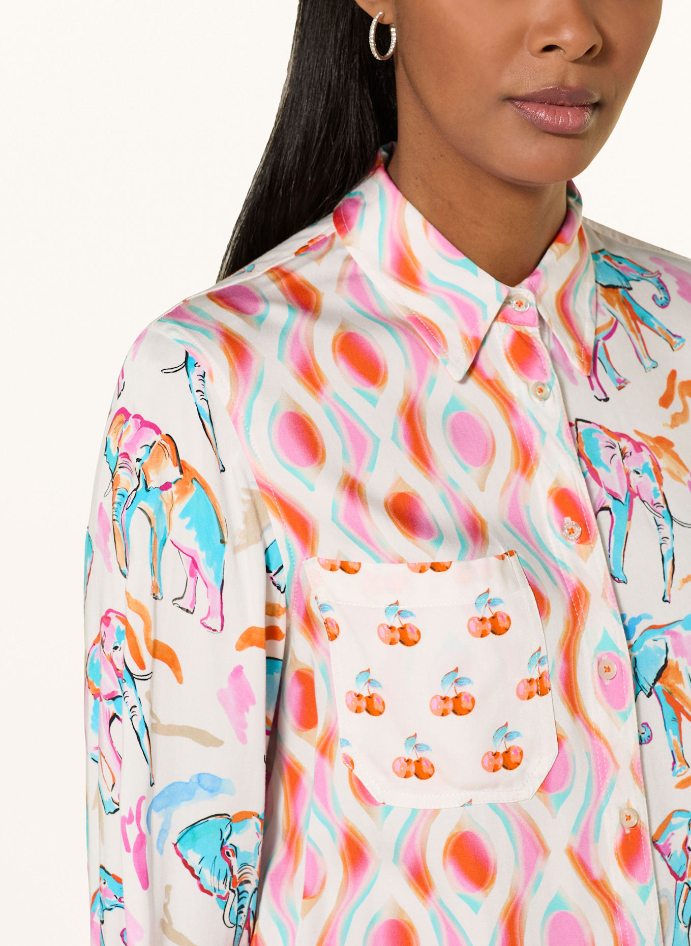 Emily VAN DEN BERGH Hemdbluse: WEISS / ORANGE / ROSA