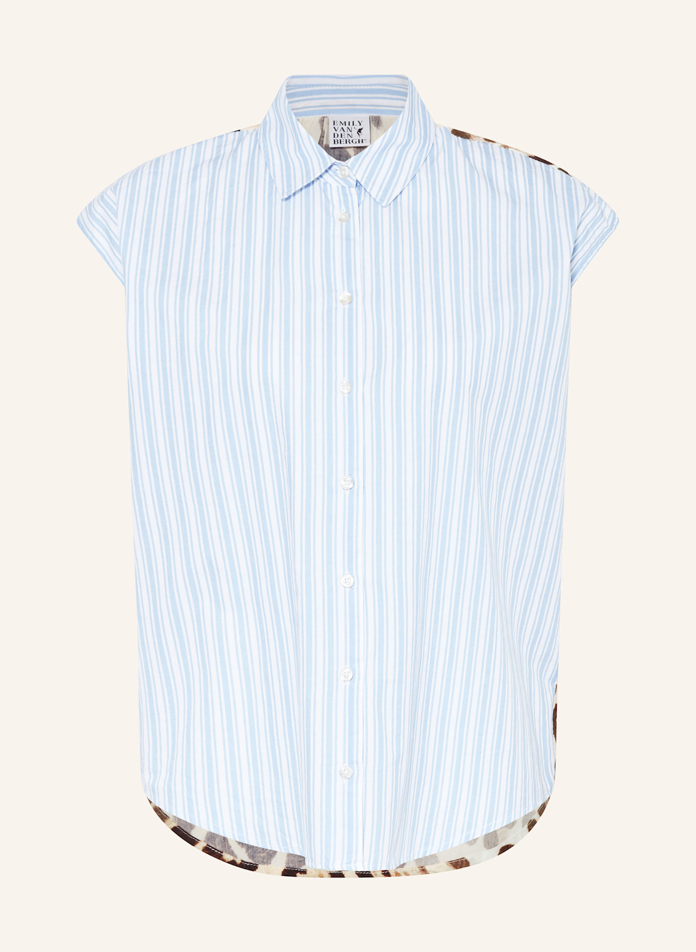 Emily VAN DEN BERGH Blusktop in verschillende materialen: LICHTBLAUW / BEIGE / MARRON FONCÉ