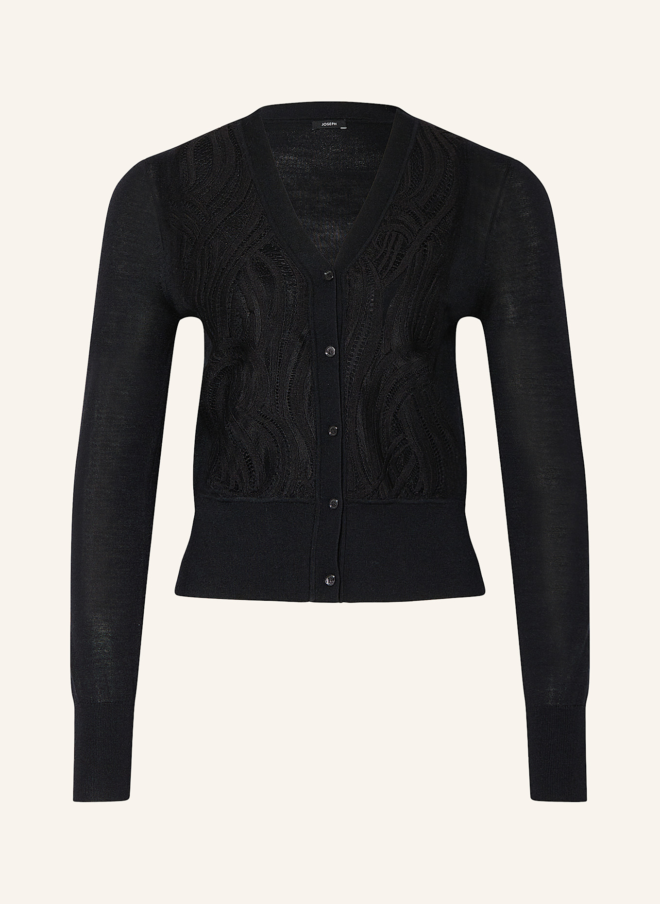 JOSEPH Cardigan with lace in black