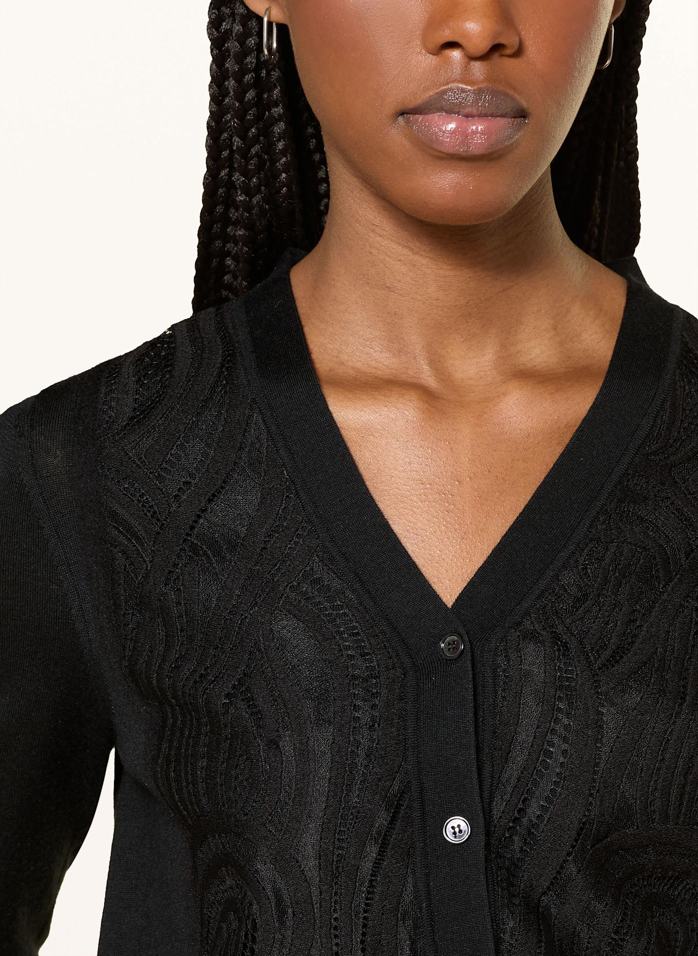JOSEPH Strickjacke mit Spitze in schwarz