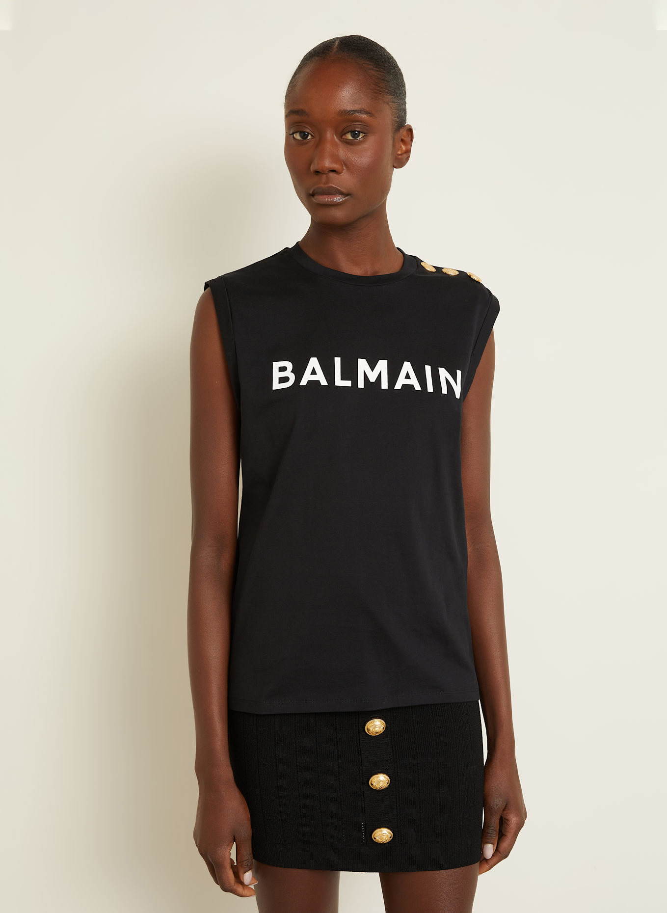 BALMAIN Top: BLACK / WHITE
