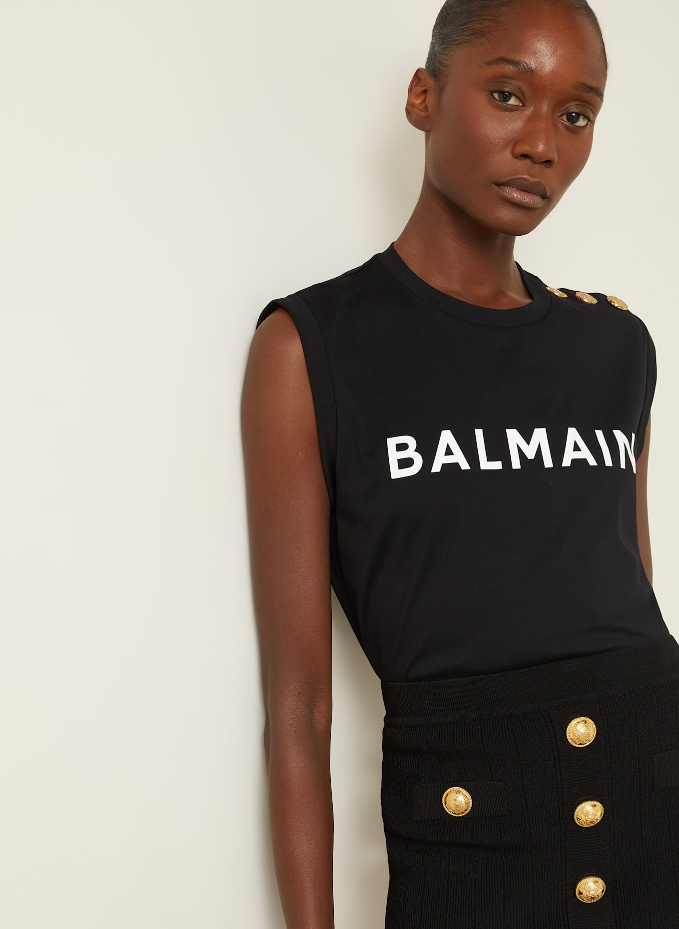 BALMAIN Top: BLACK / WHITE