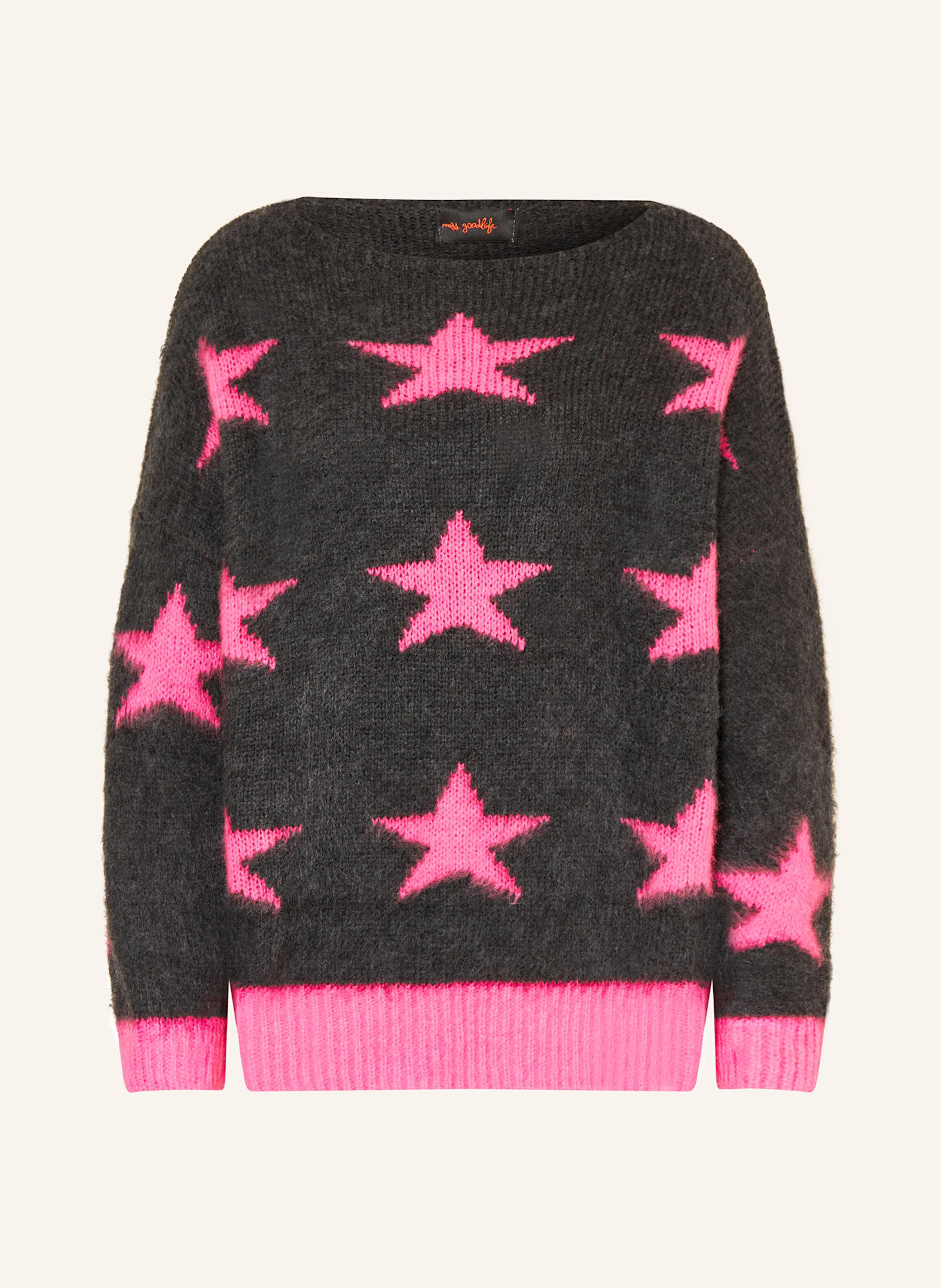 miss goodlife Pullover mit Alpaka: DUNKELGRAU / NEONPINK