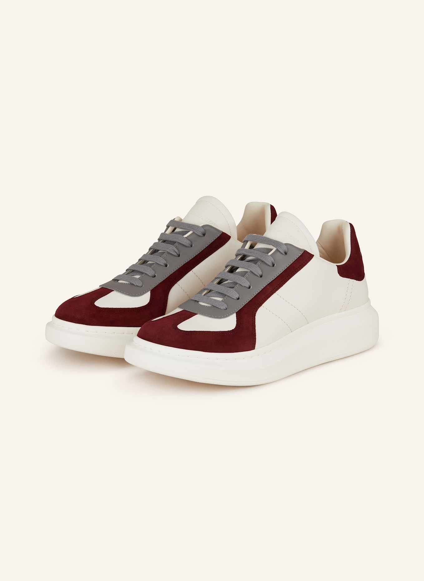 McQUEEN Sneaker: WEISS/ DUNKELROT/ GRAU