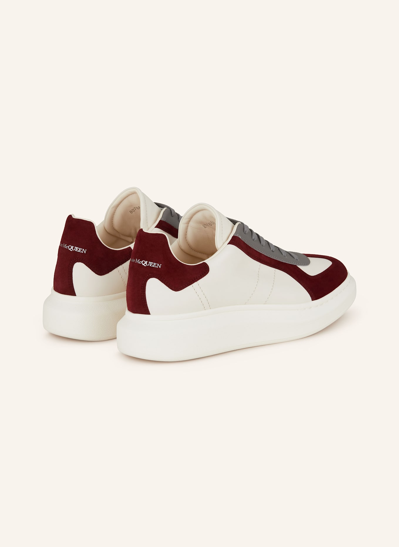 McQUEEN Sneaker: WEISS/ DUNKELROT/ GRAU