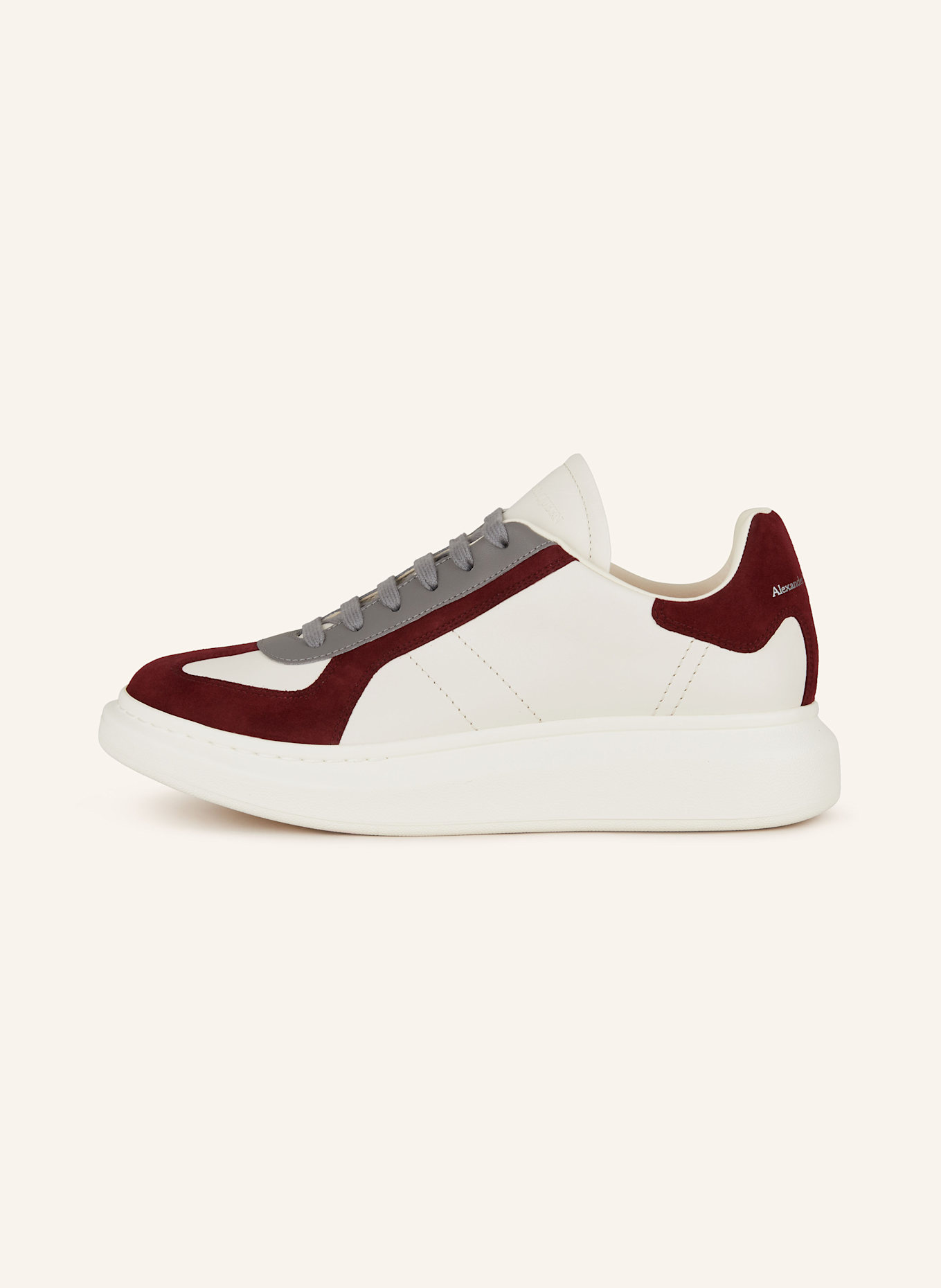 McQUEEN Sneaker: WEISS/ DUNKELROT/ GRAU