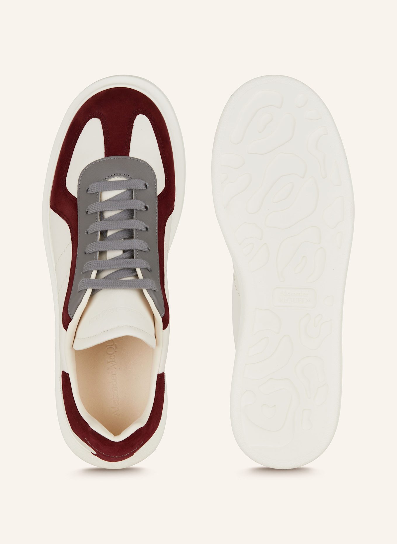 McQUEEN Sneaker: WEISS/ DUNKELROT/ GRAU