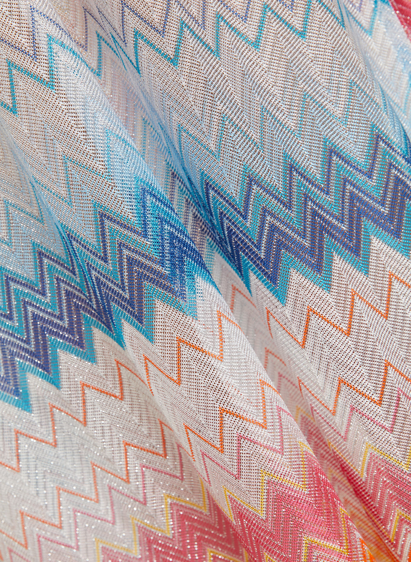 MISSONI Sukienka plażowa z błyszczącą przędzą: JASNONIEBIESKI / MOCNORÓŻOWY / POMARAŃCZOWY