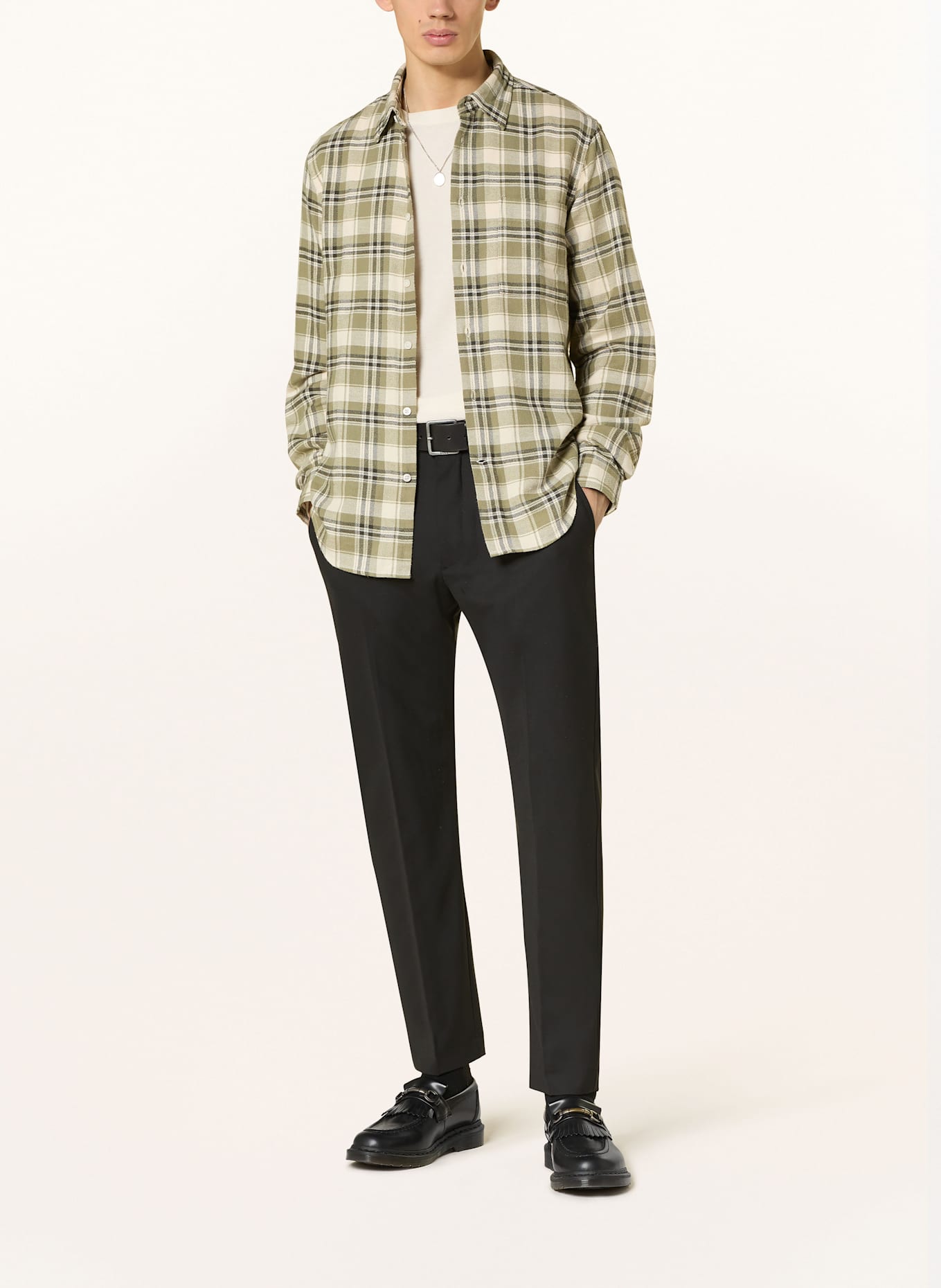 NN.07 Flanelová košile ARNE Slim Fit: SVĚTLE ZELENÁ / OLIVOVÁ / REŽNÁ