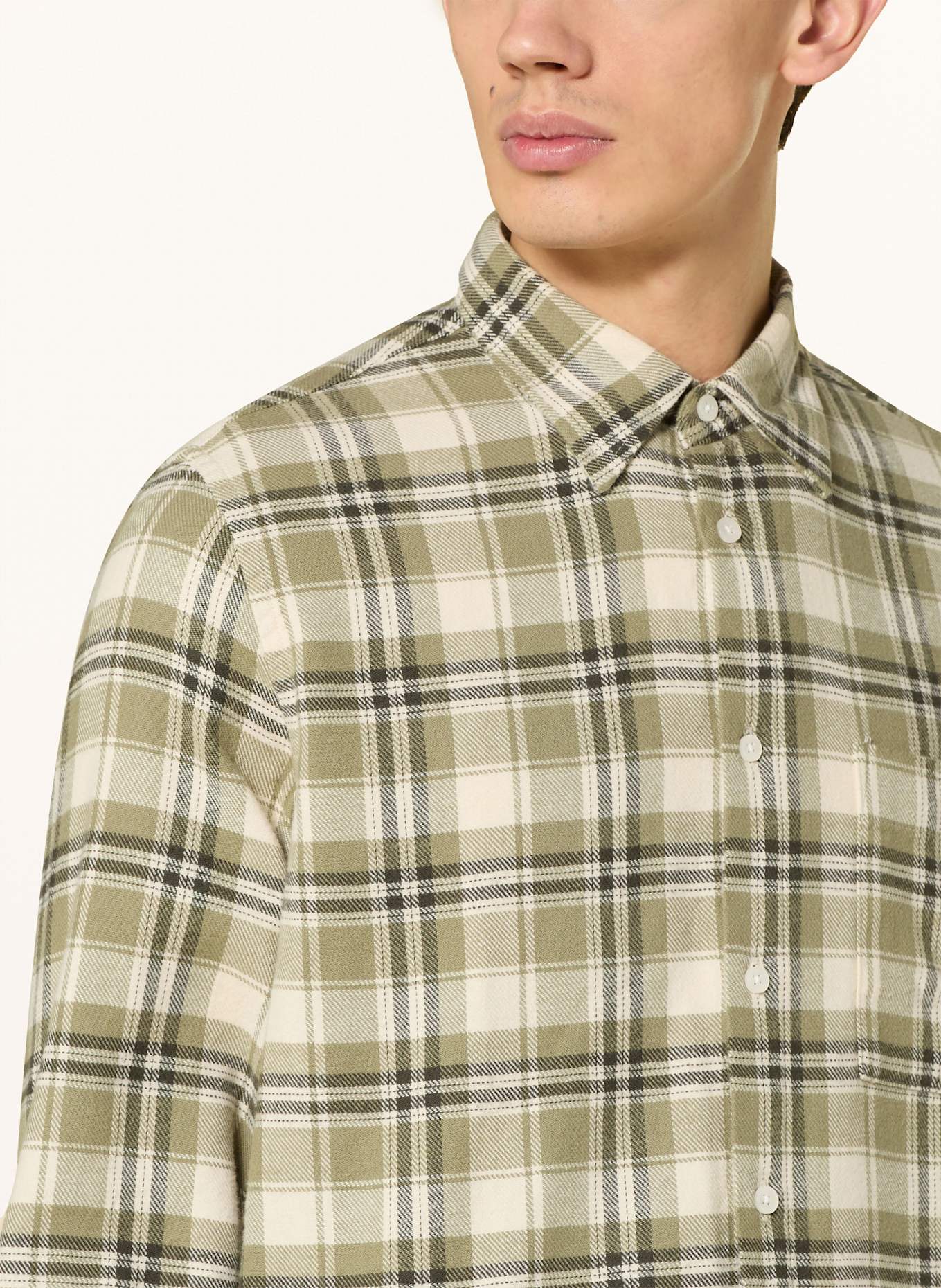 NN.07 Flanelová košile ARNE Slim Fit: SVĚTLE ZELENÁ / OLIVOVÁ / REŽNÁ