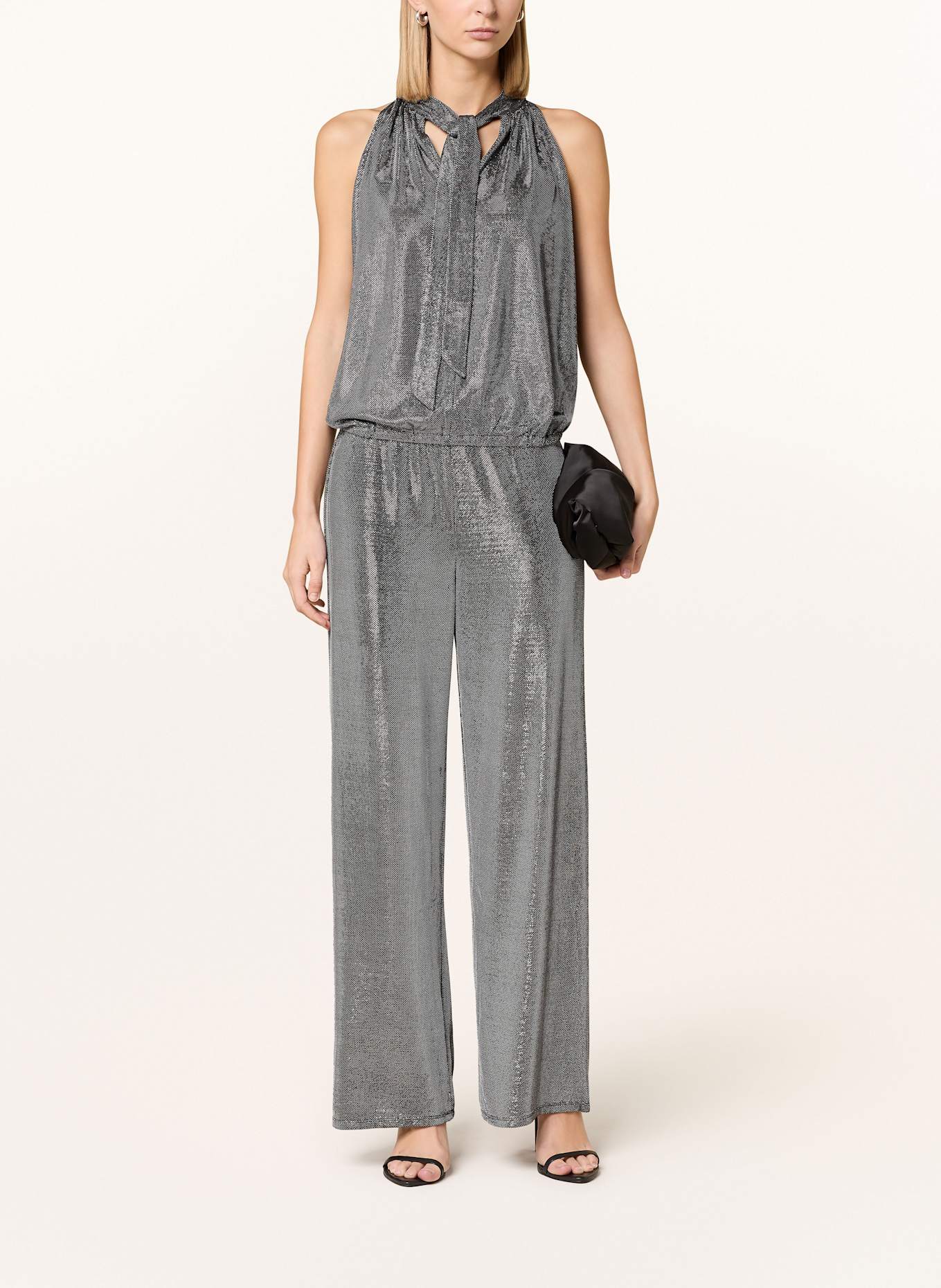 oui Wide leg trousers with glitter thread, Color: SILVER (Image 2)