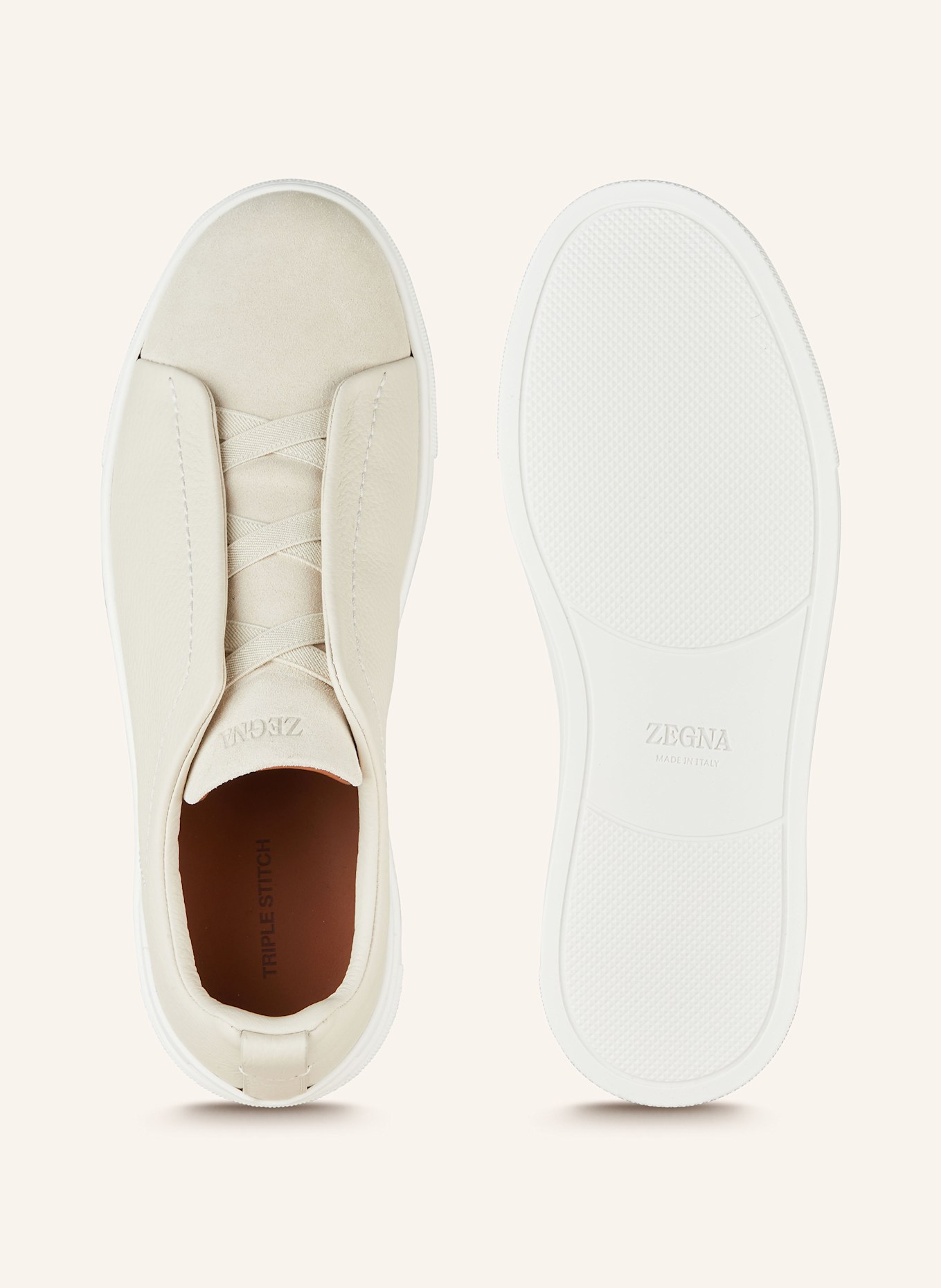 ZEGNA Baskets slip-on TRIPLE STITCH: CRÈME