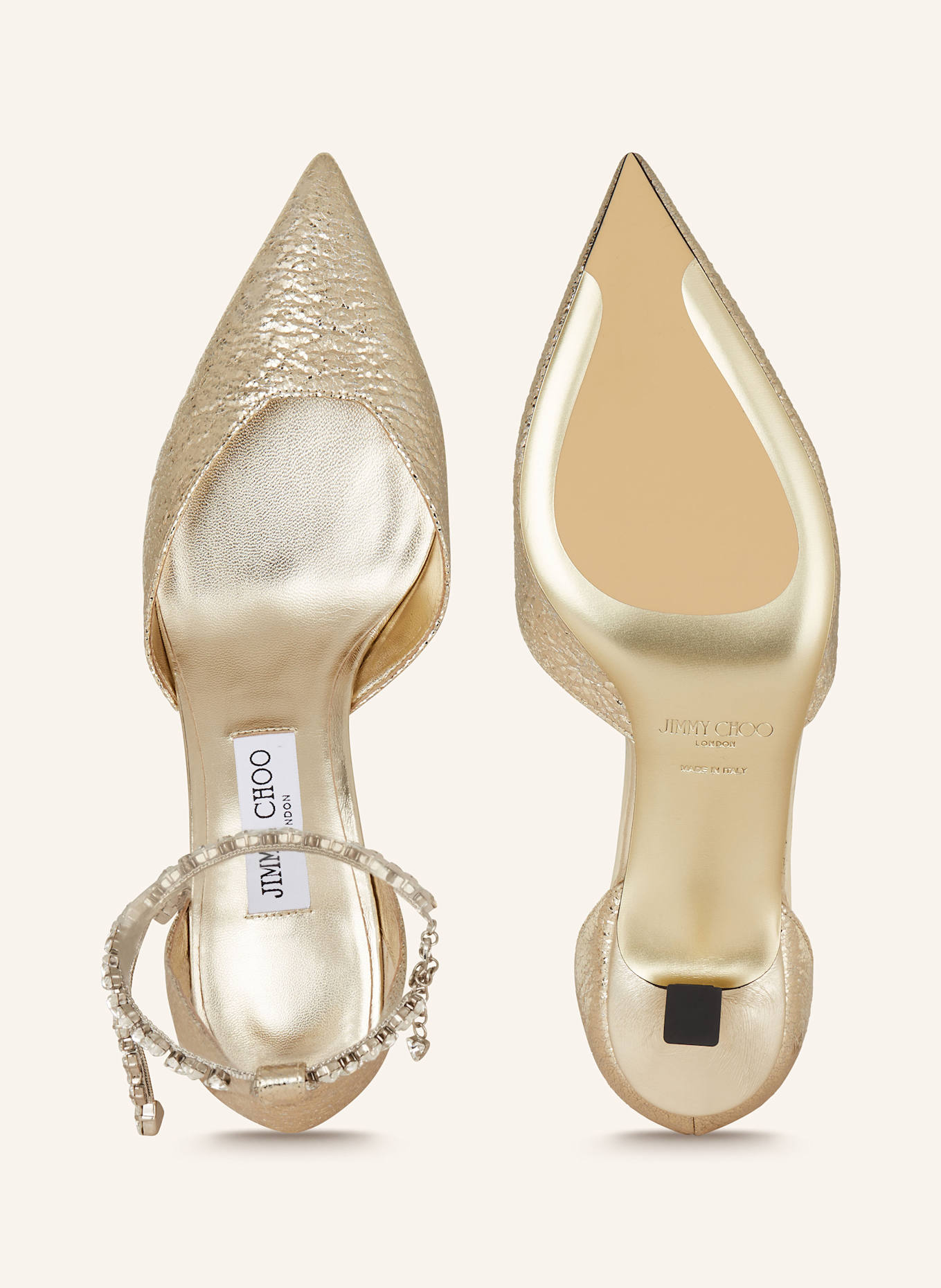 JIMMY CHOO Slingpumps STEVIE 50 mit Schmucksteinen in gold